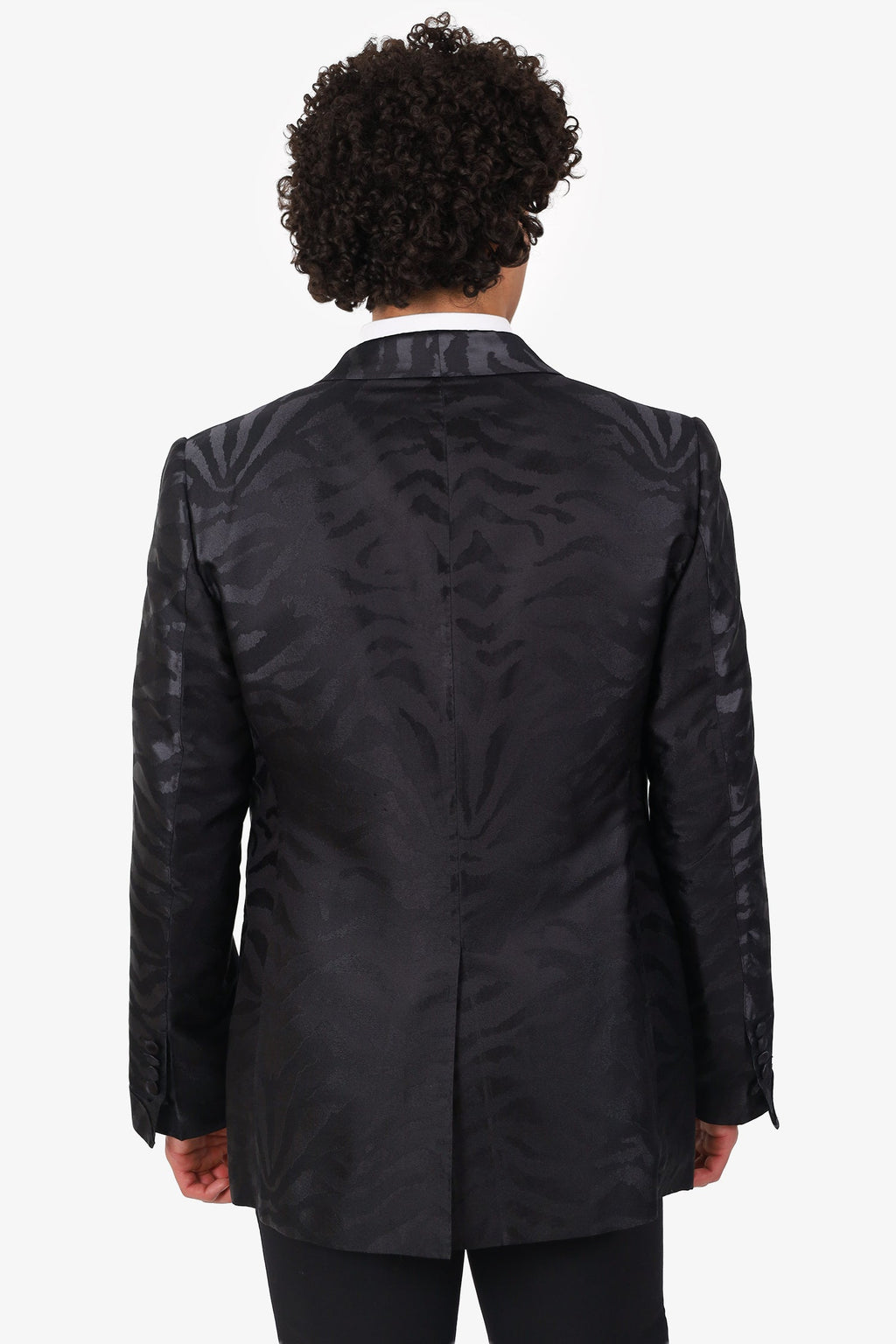 Tom Ford Shiny Grey Zebra Print Silk Blazer Size 56R Mens