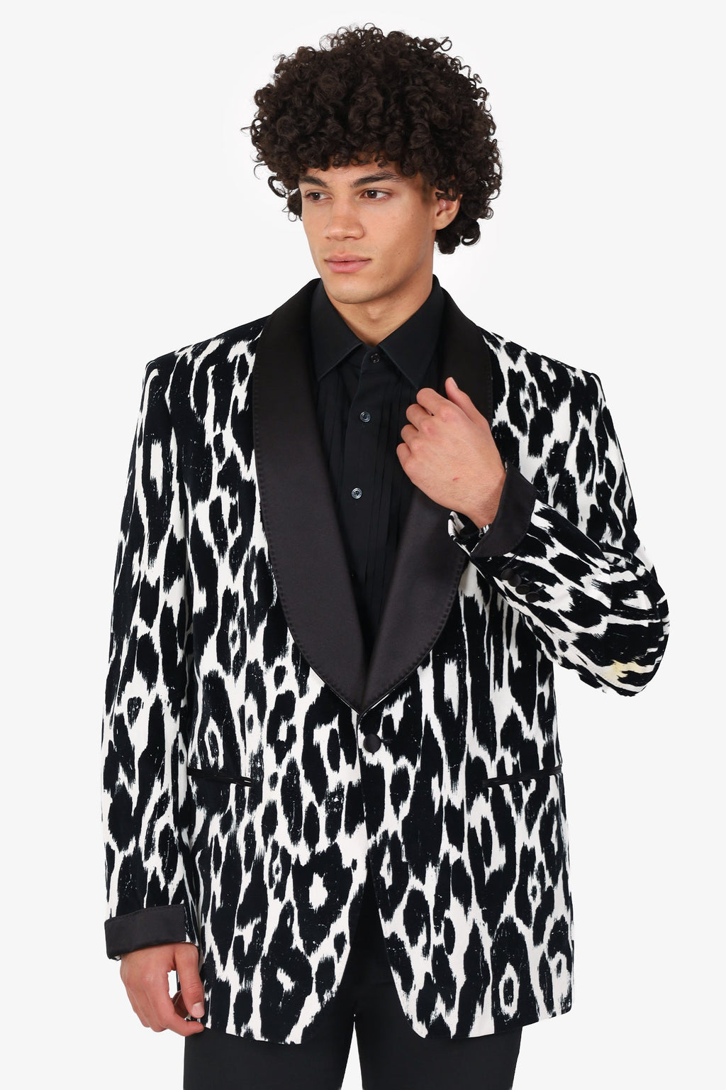 Tom Ford Black & White Printed Cotton Blazer Size 58R Mens