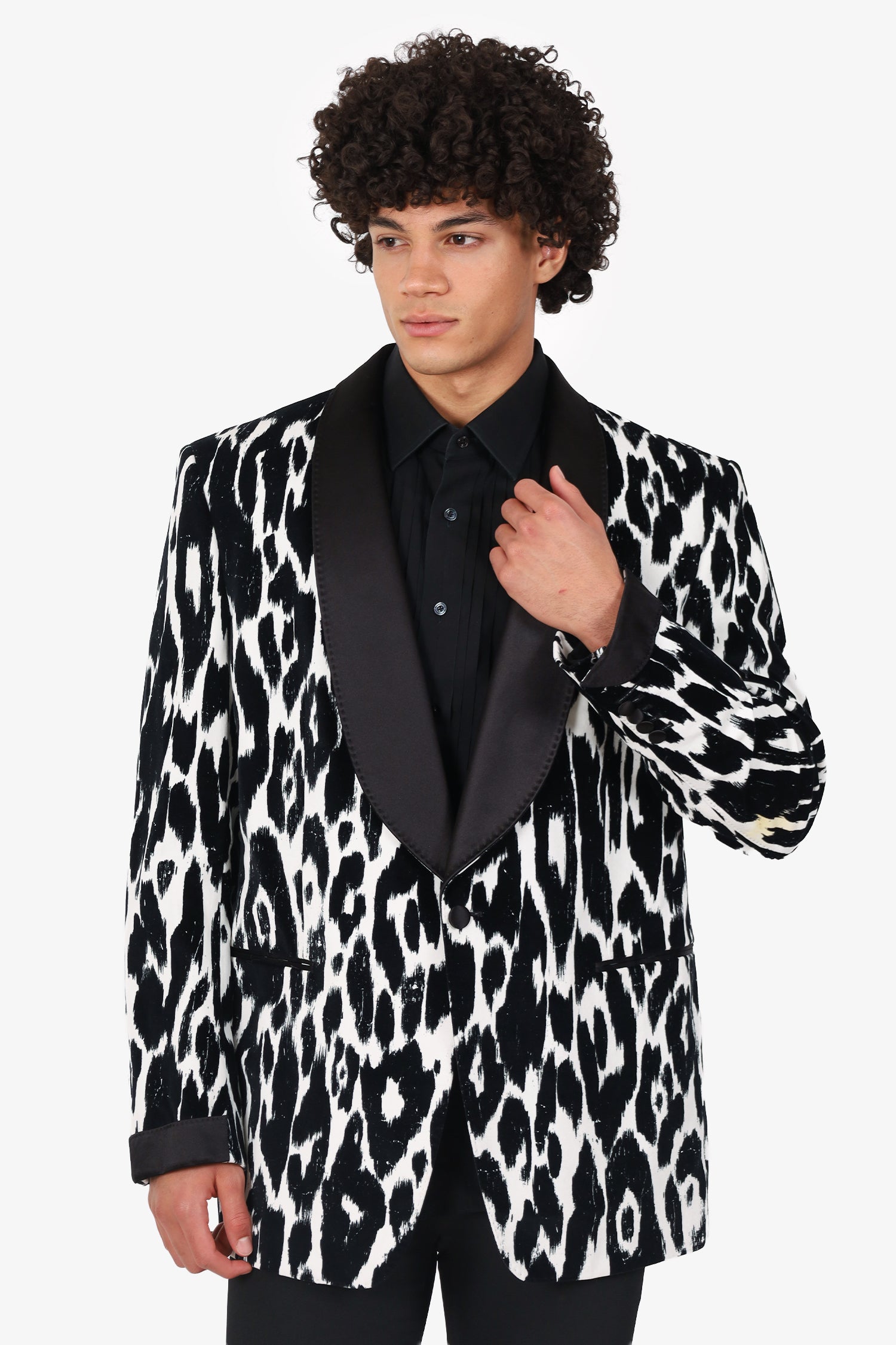 Tom Ford Black & White Printed Cotton Blazer Size 58R Mens