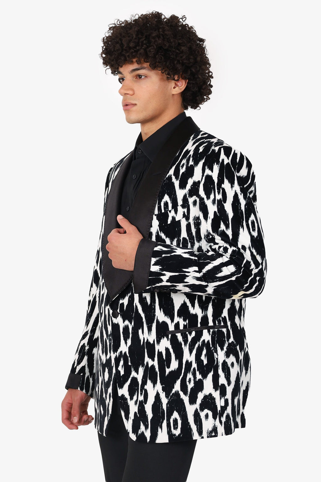 Tom Ford Black & White Printed Cotton Blazer Size 58R Mens