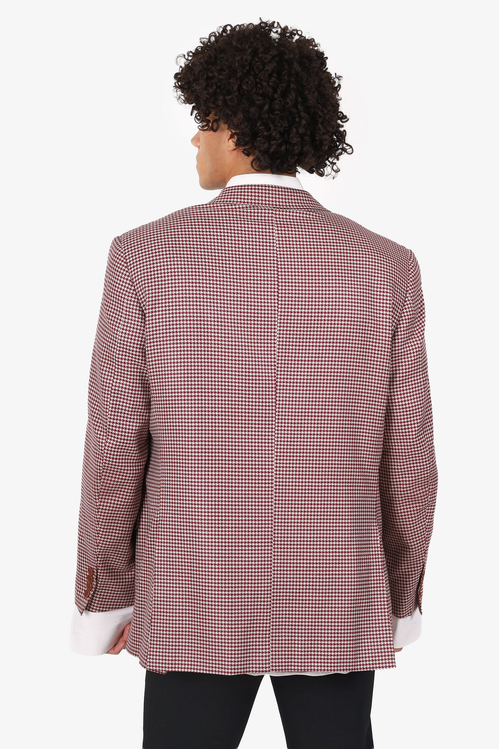 Canali Burgundy Houndstooth Blazer Size 58R Mens