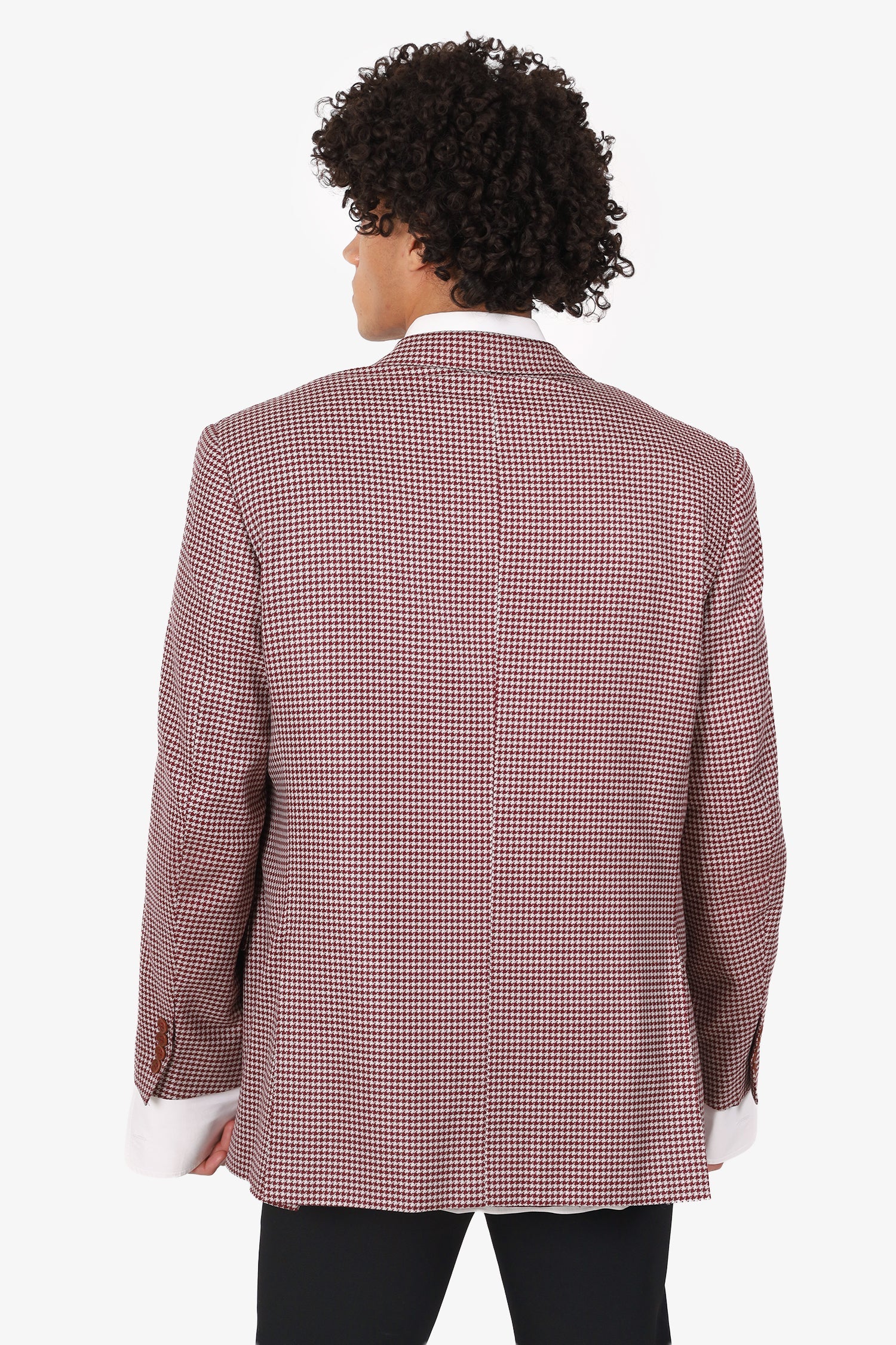 Canali Burgundy Houndstooth Blazer Size 58R Mens