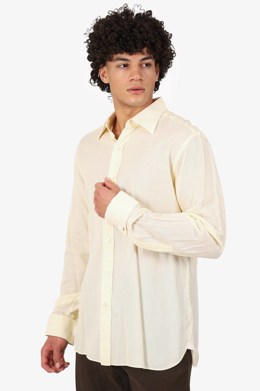 Tom Ford Yellow/White Striped Cotton Size 44 Shirt