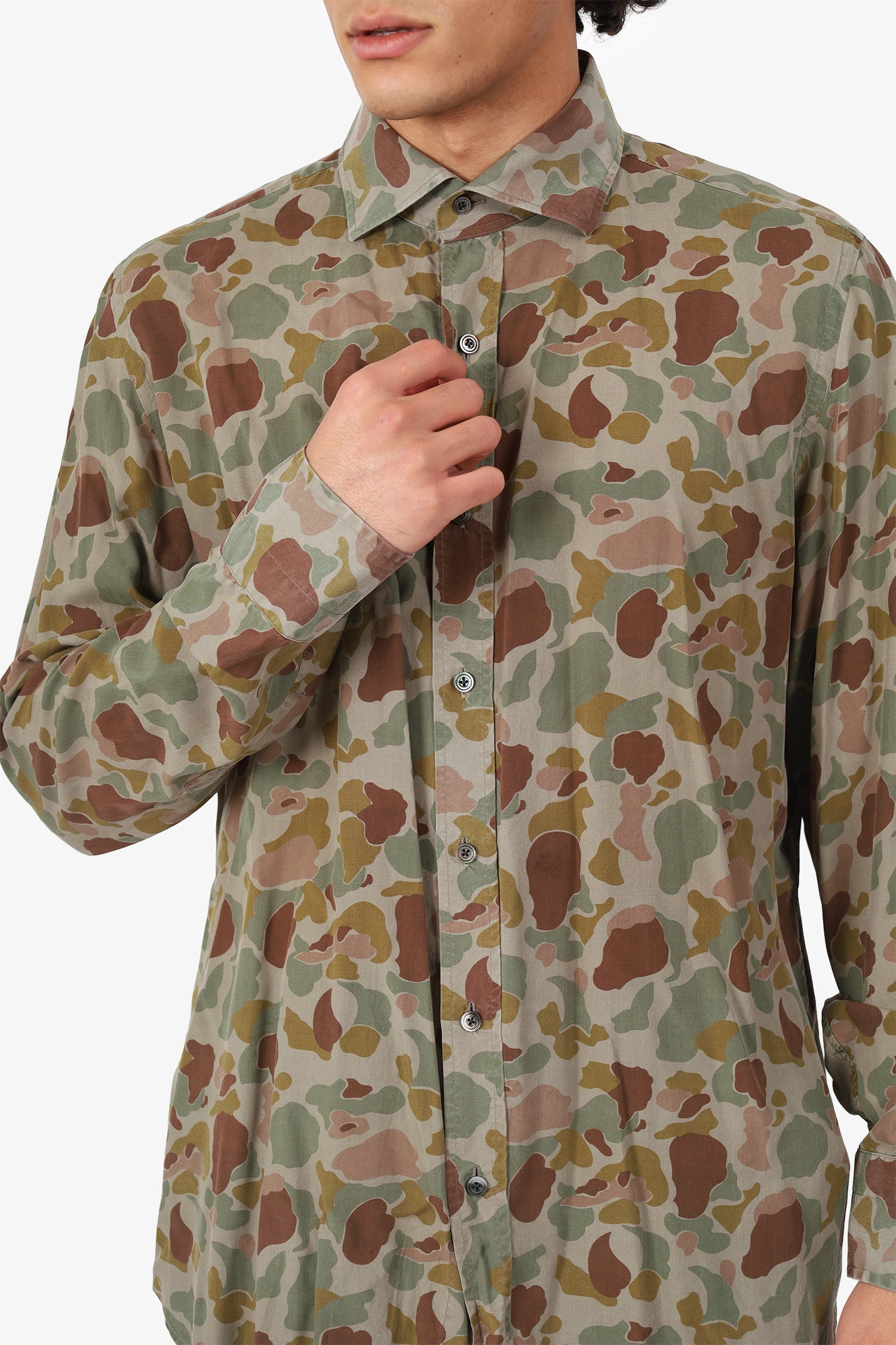 Tom Ford Green Multicolour Camouflage Print Shirt Size 44 Mens