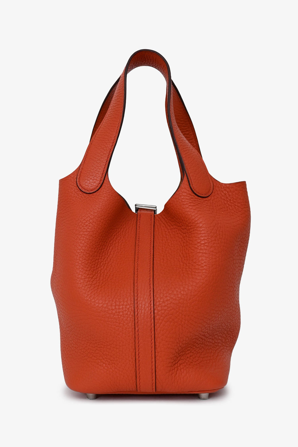 Hermès 2016 Burnt Orange Clemence Leather Picotin 18 Silver Hardware