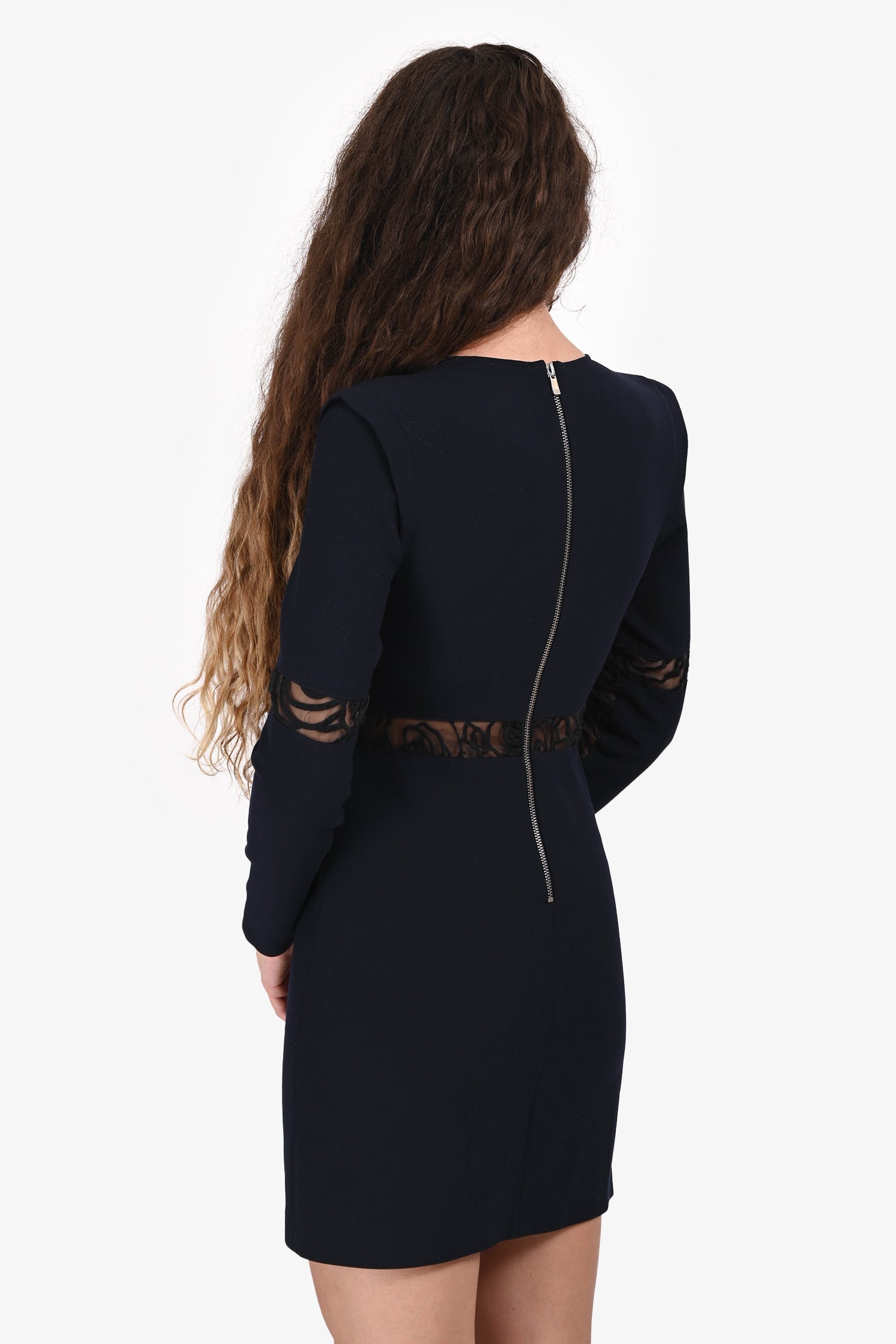 Maje Blue/Black Knit/Lace Shift Dress Size 1
