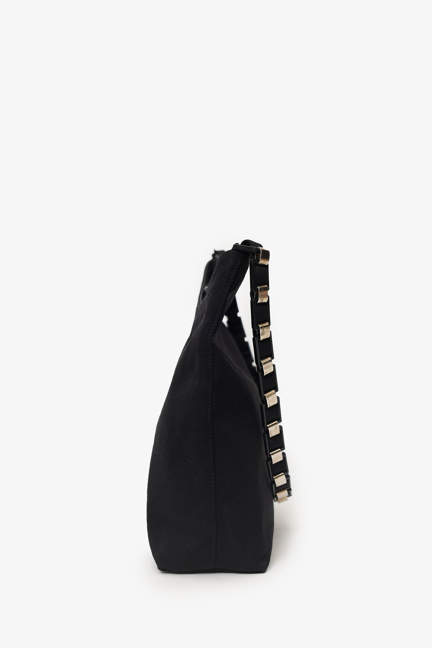 Salvatore Ferragamo Black Canvas Chain Link Shoulder Bag