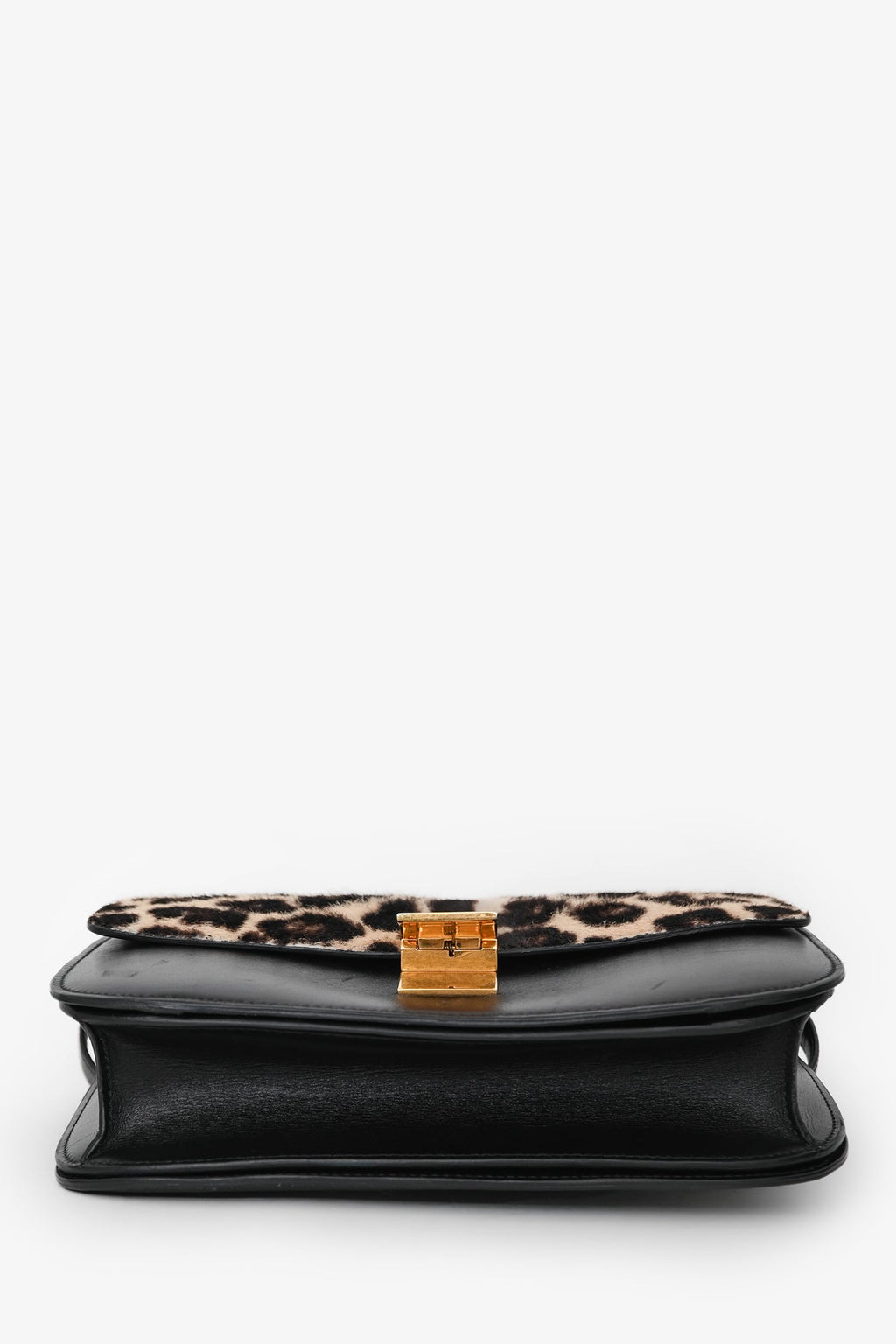 Celine Black Box Calfskin Pony Hair Leopard Medium Box Flap Bag