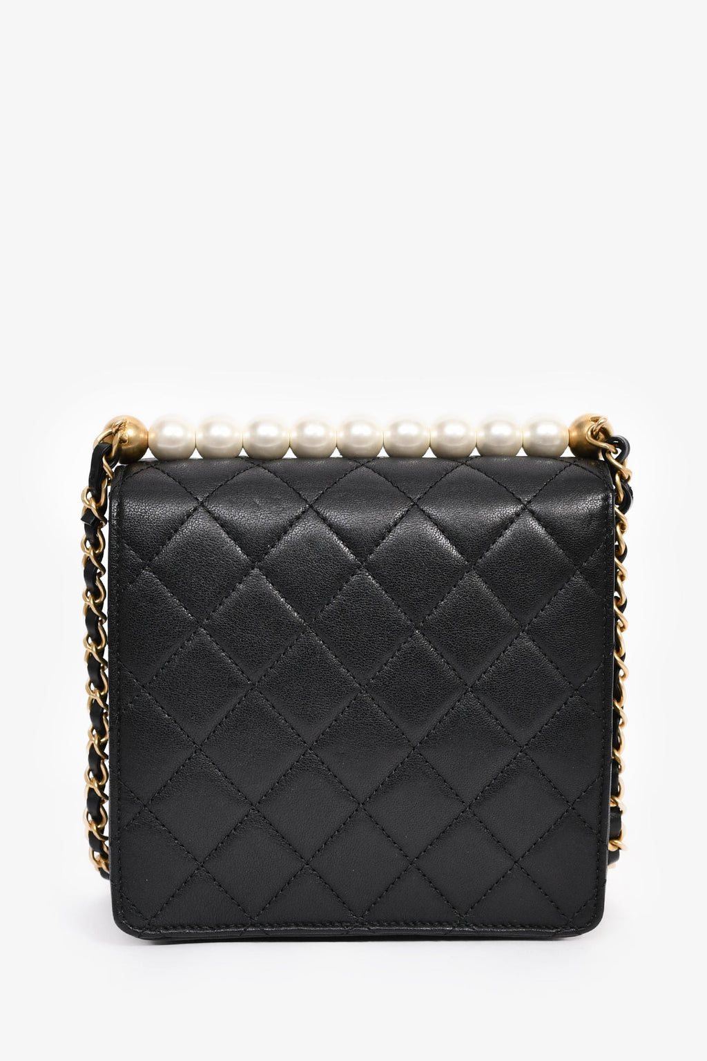 Pre-Loved Chanel™ 2018-19 Black Quilted Leather Chic Pearl Square Flap Bag