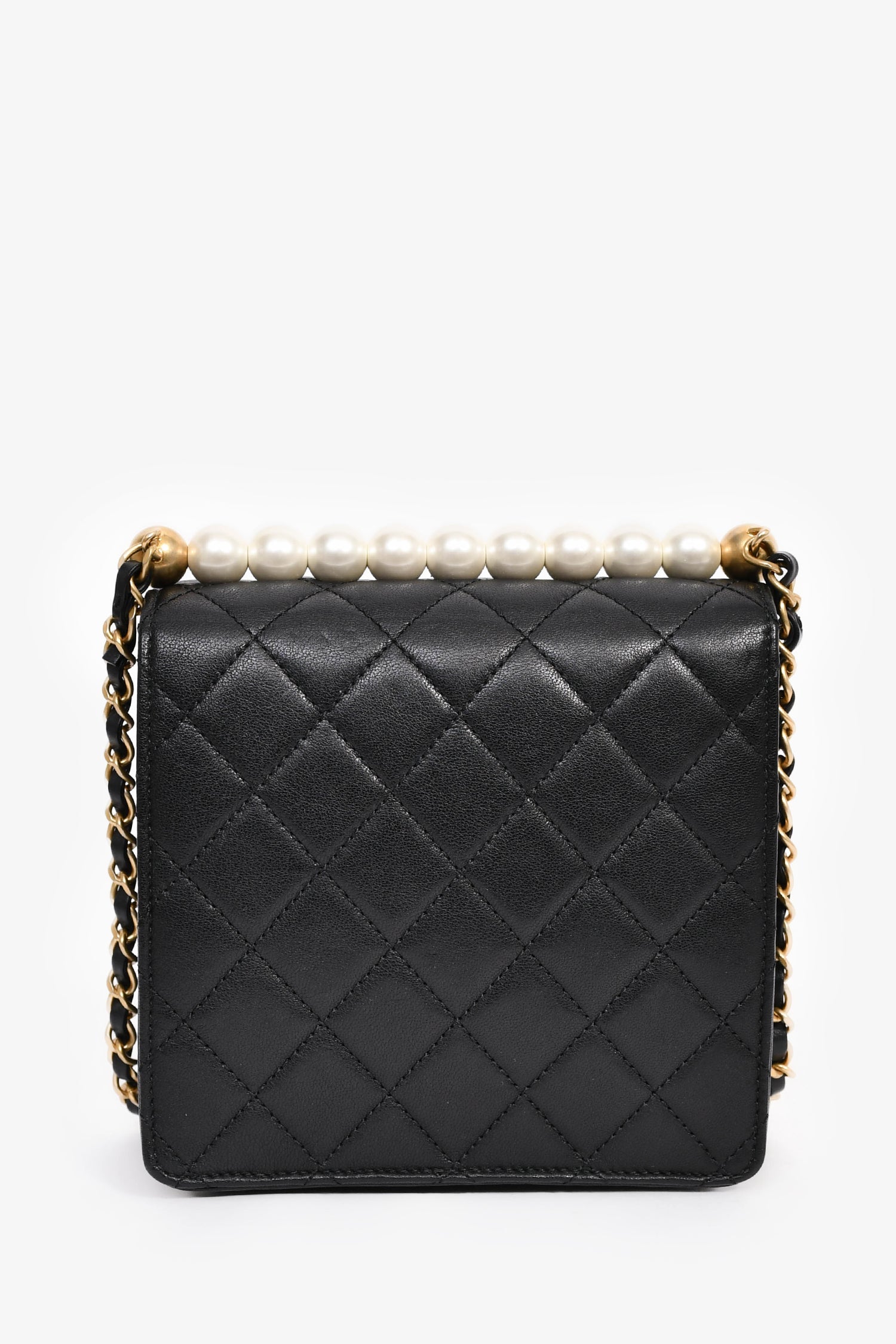Pre-Loved Chanel™ 2018-19 Black Quilted Leather Chic Pearl Square Flap Bag