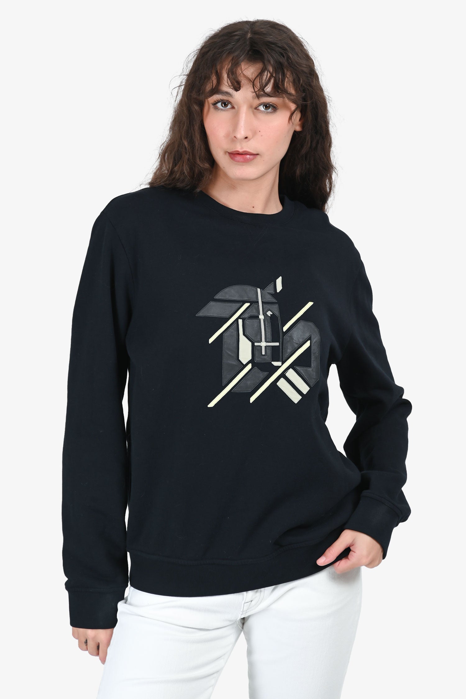 Hermès Black Graphic Print Sweatshirt Size M