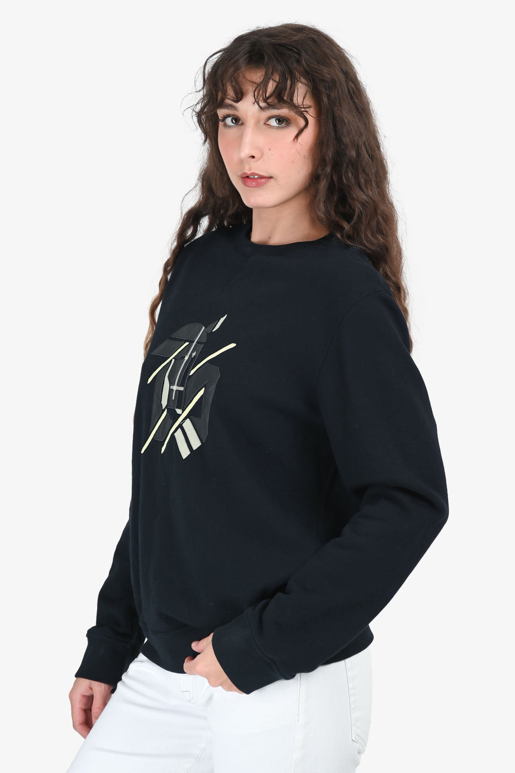 Hermès Black Graphic Print Sweatshirt Size M