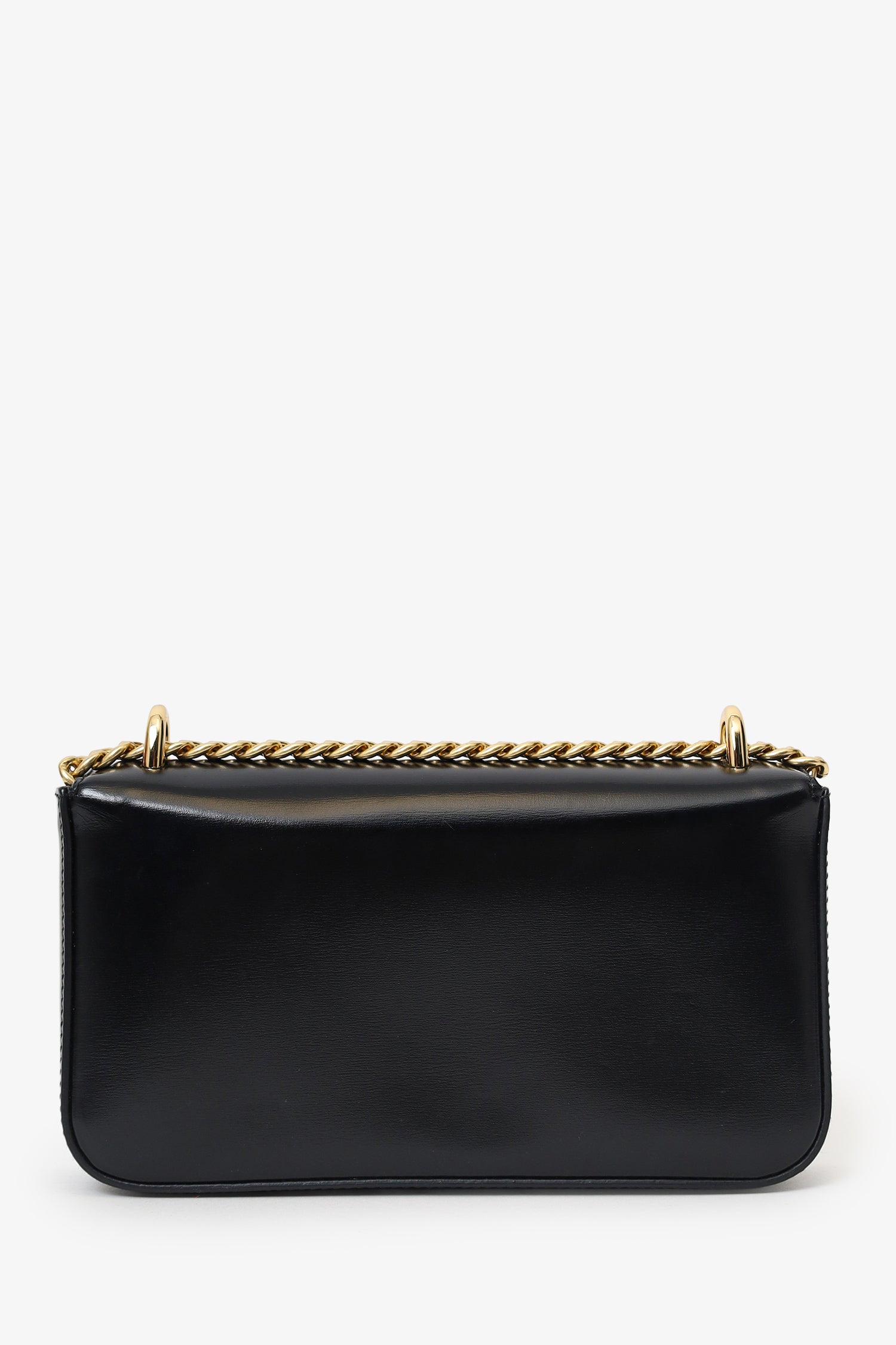 Prada Black Leather Triangle Logo Chain Shoulder Bag