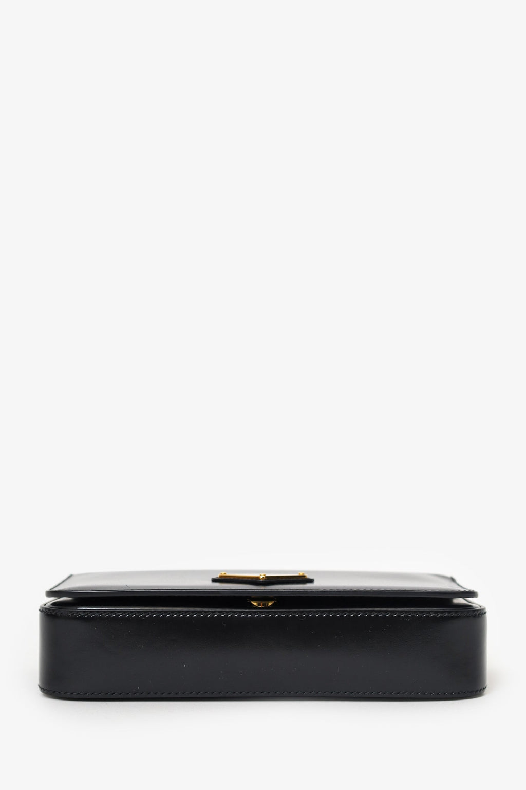 Prada Black Leather Triangle Logo Chain Shoulder Bag