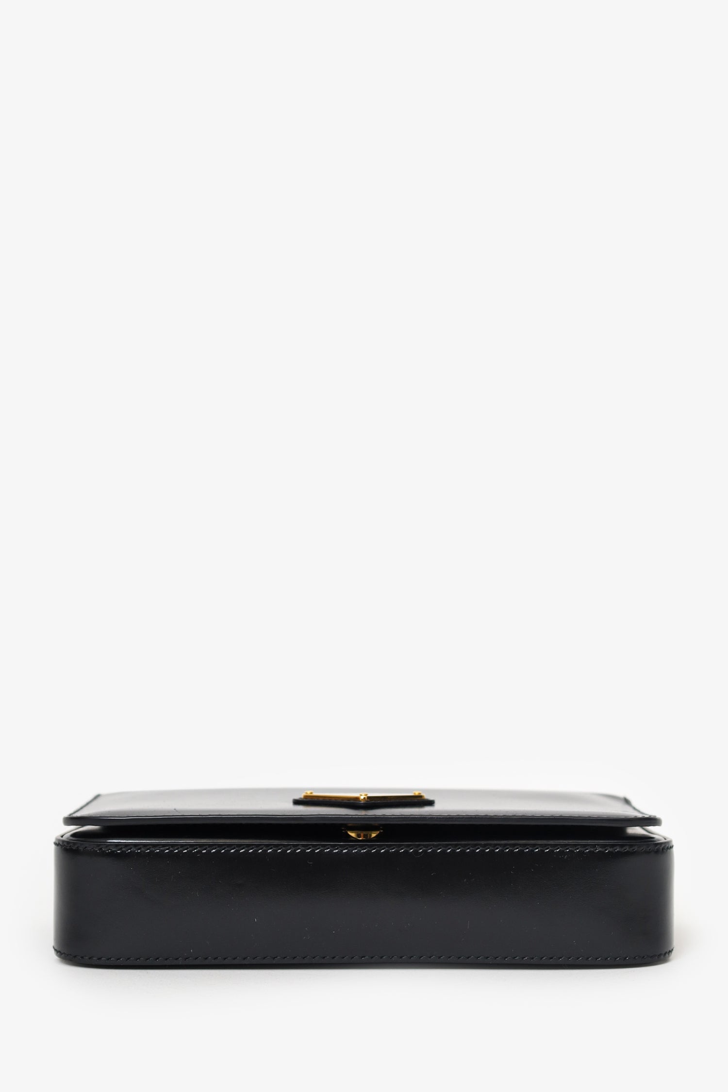 Prada Black Leather Triangle Logo Chain Shoulder Bag
