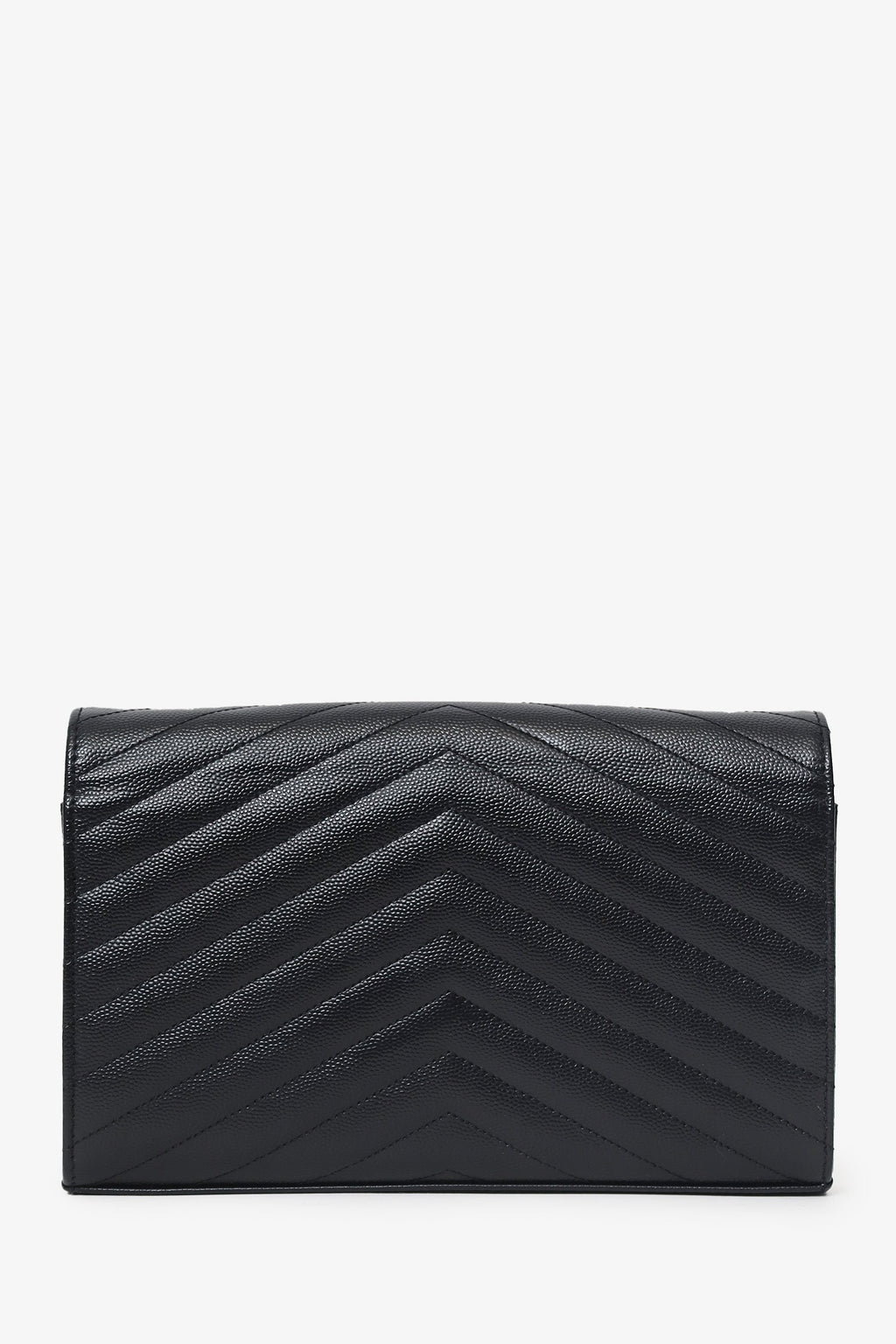 Saint Laurent Black Chevron Leather Envelope Wallet On Chain