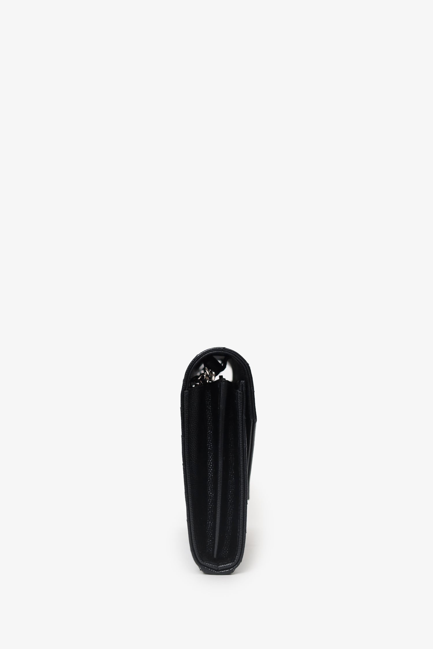 Saint Laurent Black Chevron Leather Envelope Wallet On Chain