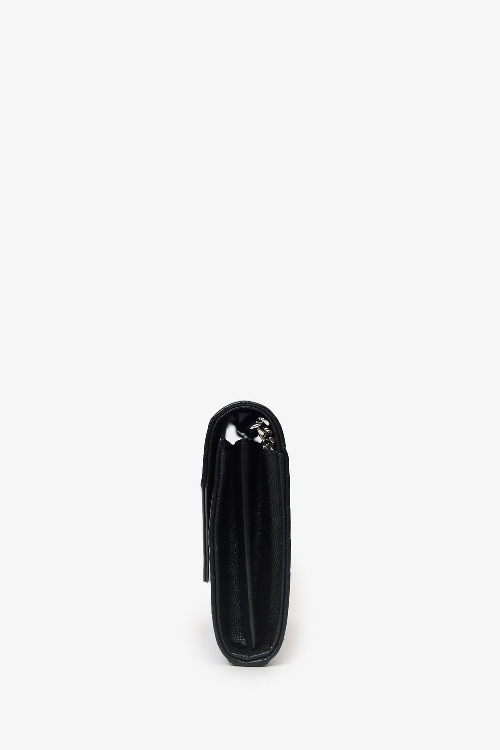 Saint Laurent Black Chevron Leather Envelope Wallet On Chain