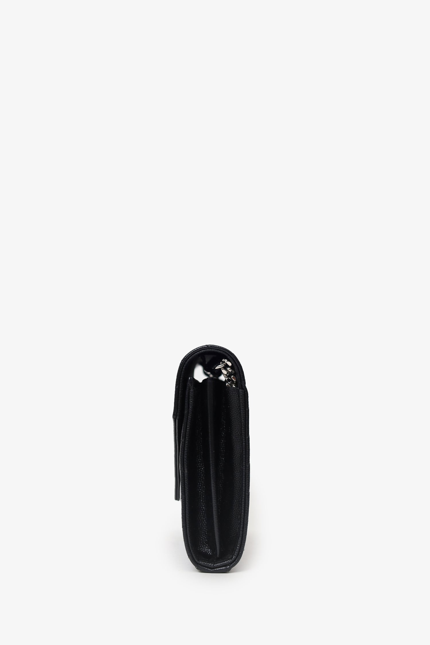 Saint Laurent Black Chevron Leather Envelope Wallet On Chain