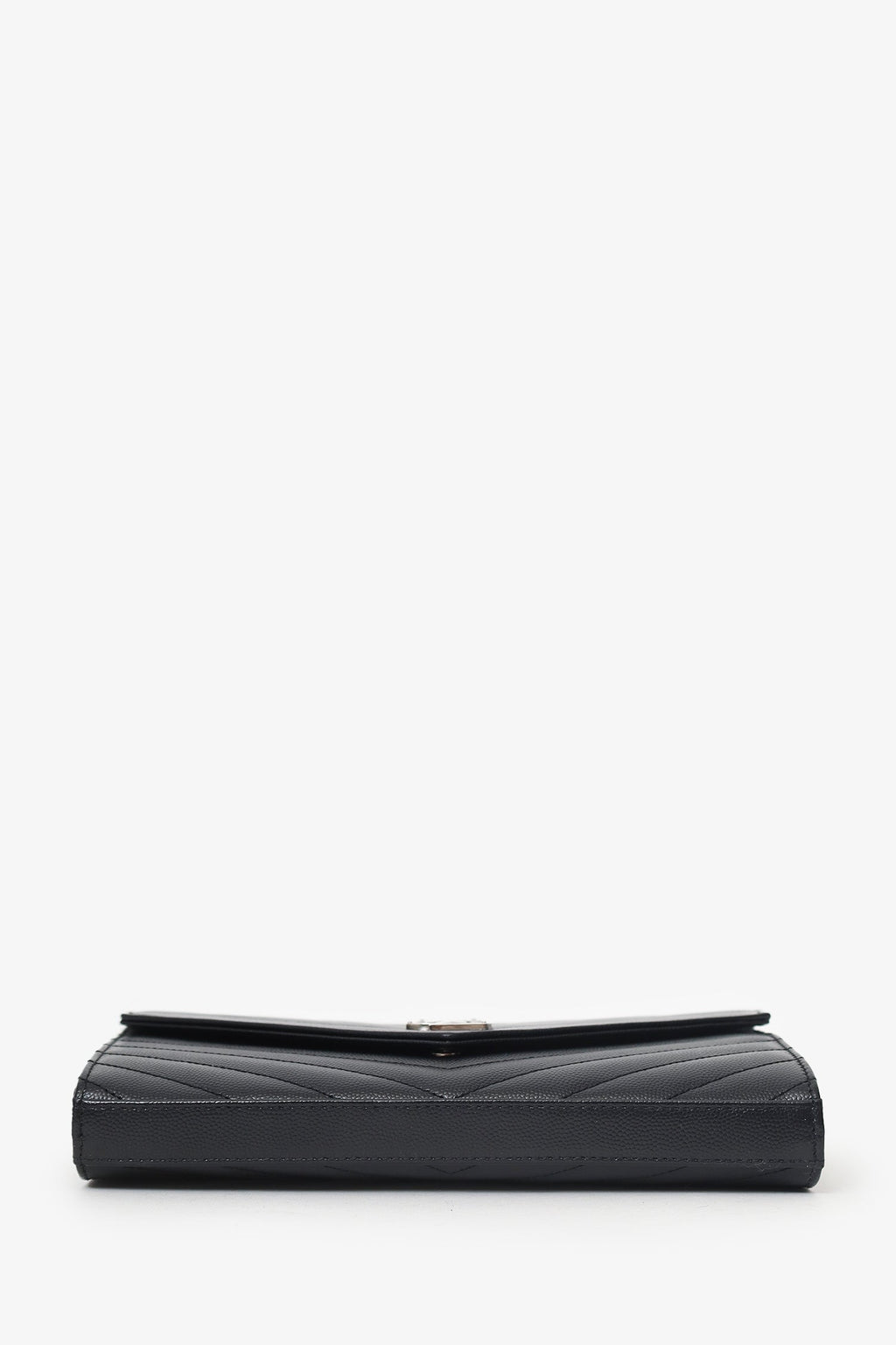 Saint Laurent Black Chevron Leather Envelope Wallet On Chain
