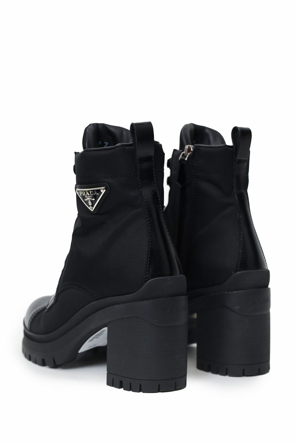 Prada Black Re-Nylon Chunky Block Heeled Boots Size 37.5