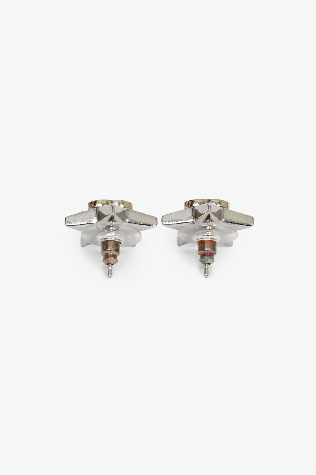 Pre-Loved Chanel™ 2023 Silver Toned Star CC Stud Earrings