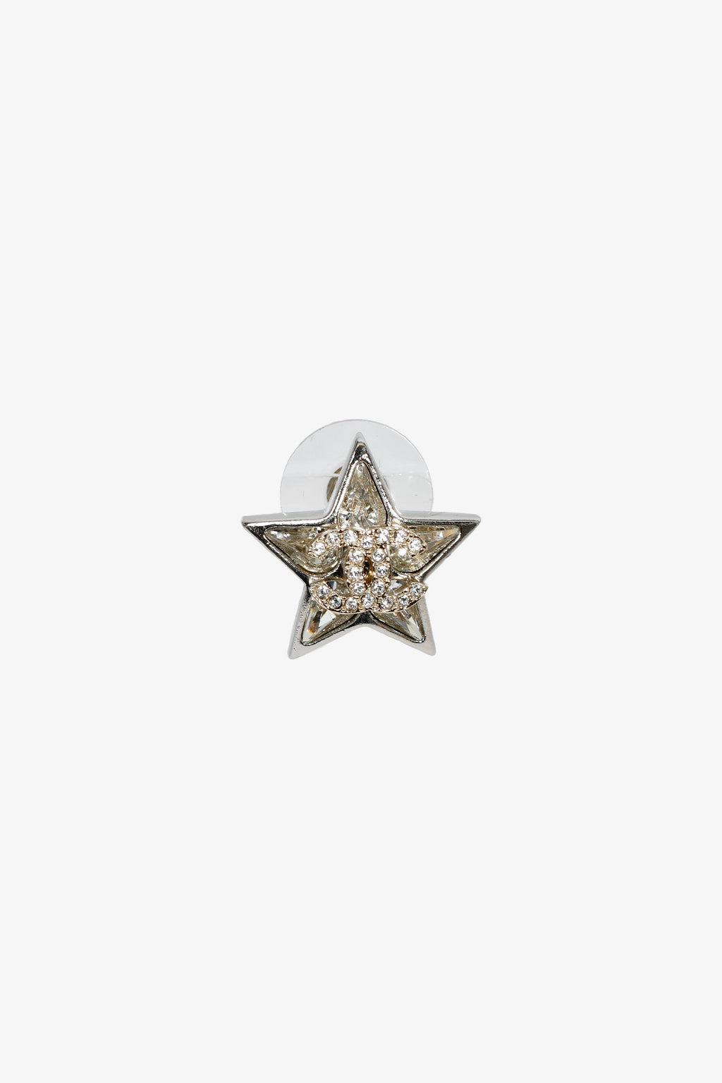 Pre-Loved Chanel™ 2023 Silver Toned Star CC Stud Earrings