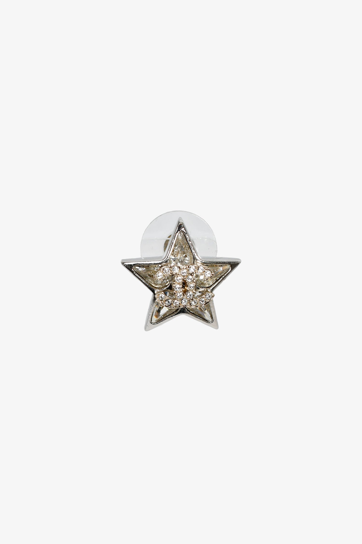 Pre-Loved Chanel™ 2023 Silver Toned Star CC Stud Earrings
