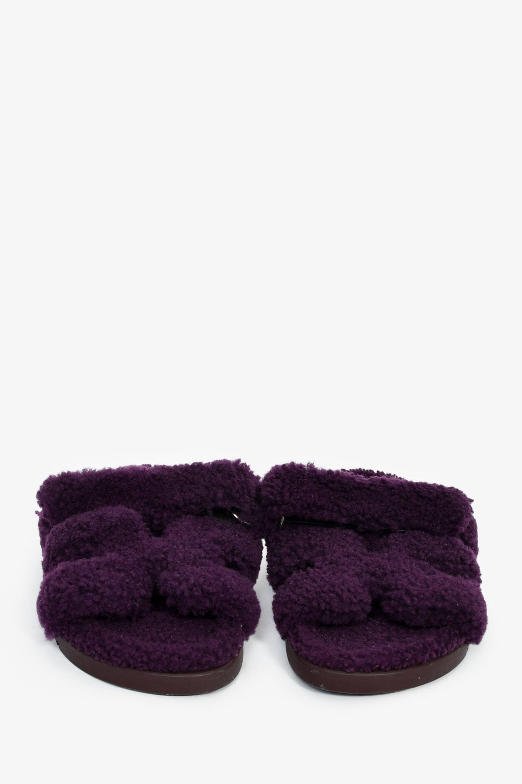 Hermès Purple Shearling 'Chypre' Sandals Size 38