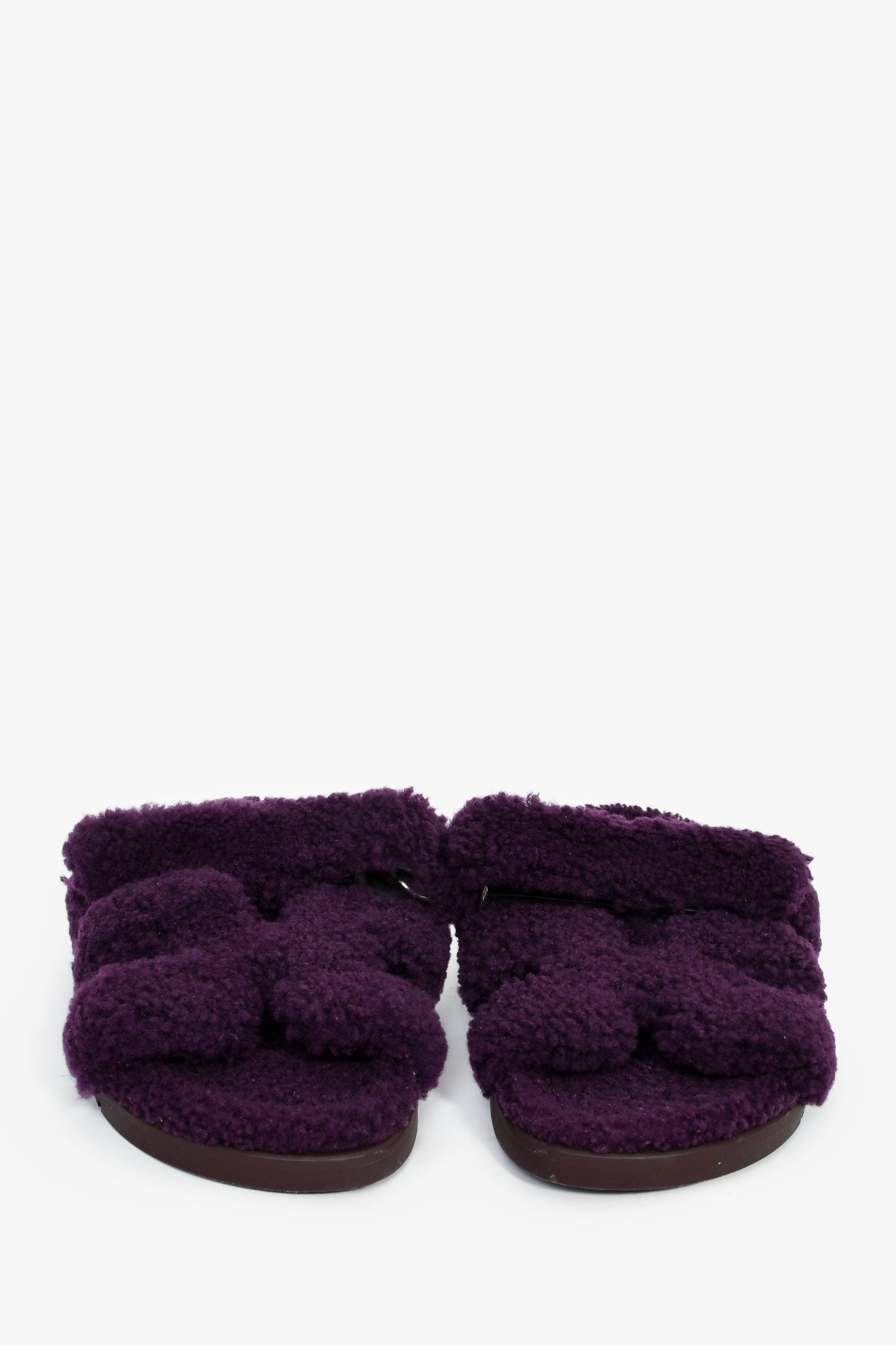 Hermès Purple Shearling 'Chypre' Sandals Size 38