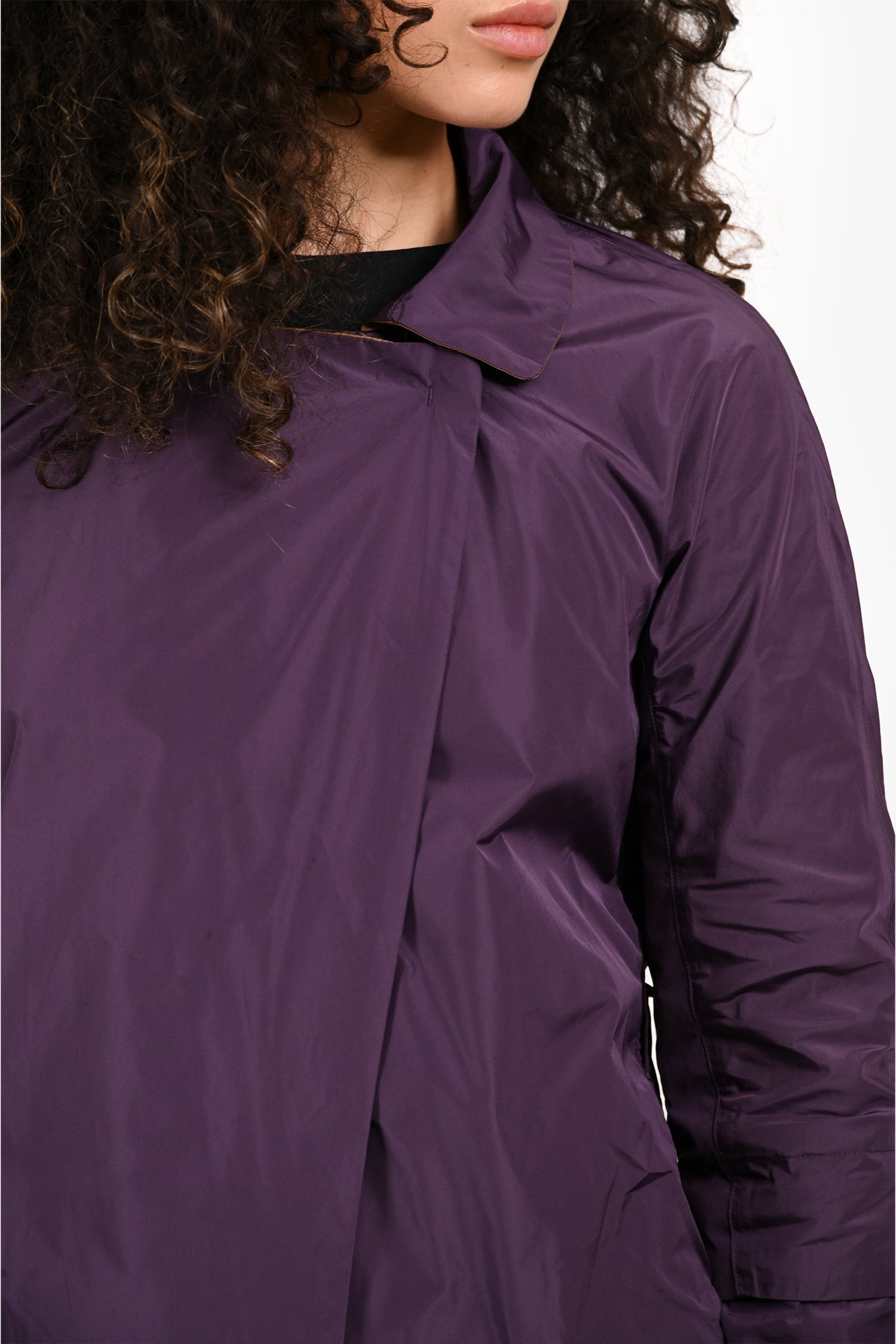 S Max Mara Purple/Brown Nylon Reversible Coat Size 4 US with Belt