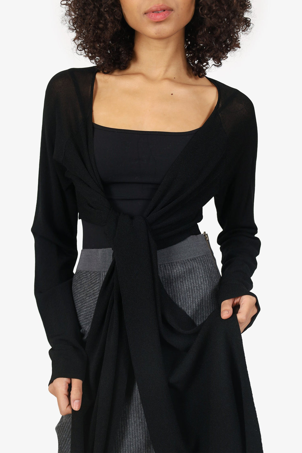 Donna Karen Black Drape igan Size L