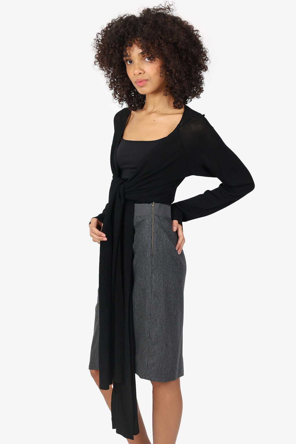 Donna Karen Black Drape igan Size L