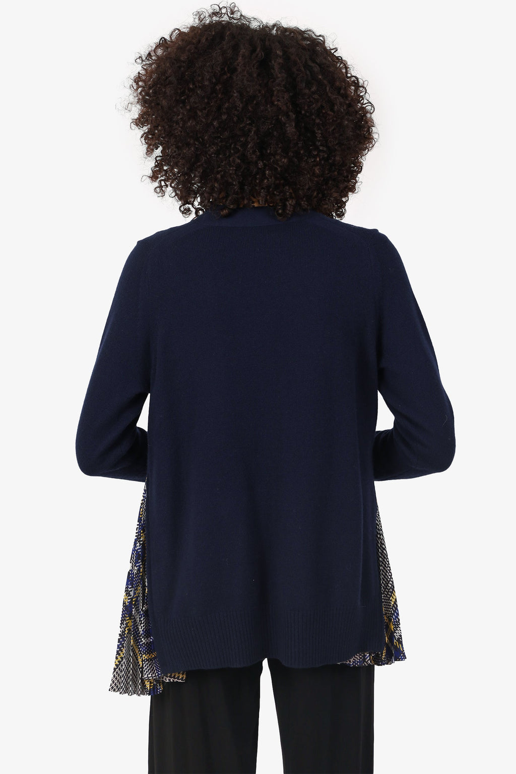 Sacai Navy Wool Pleated Knit igan Size 3