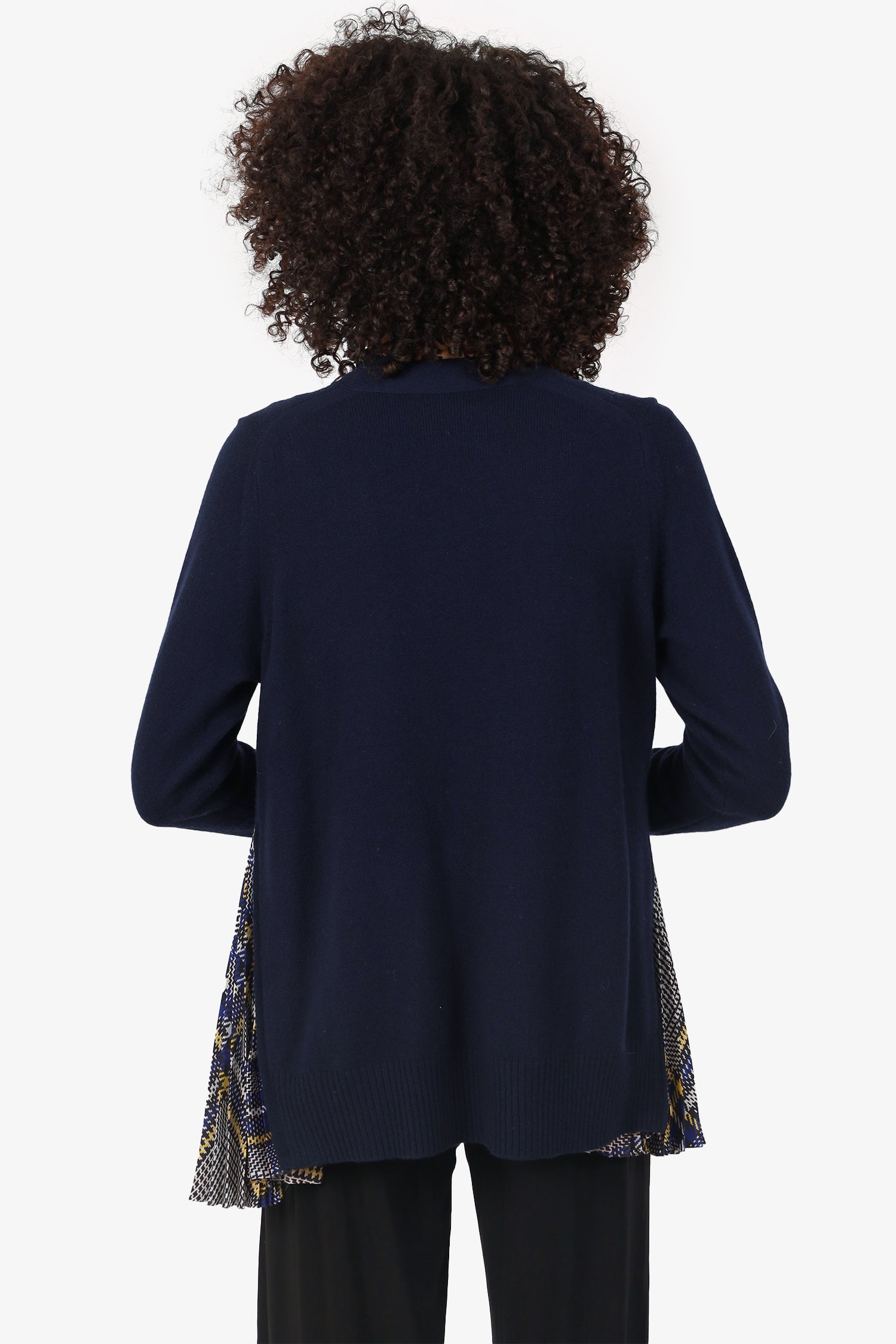 Sacai Navy Wool Pleated Knit igan Size 3