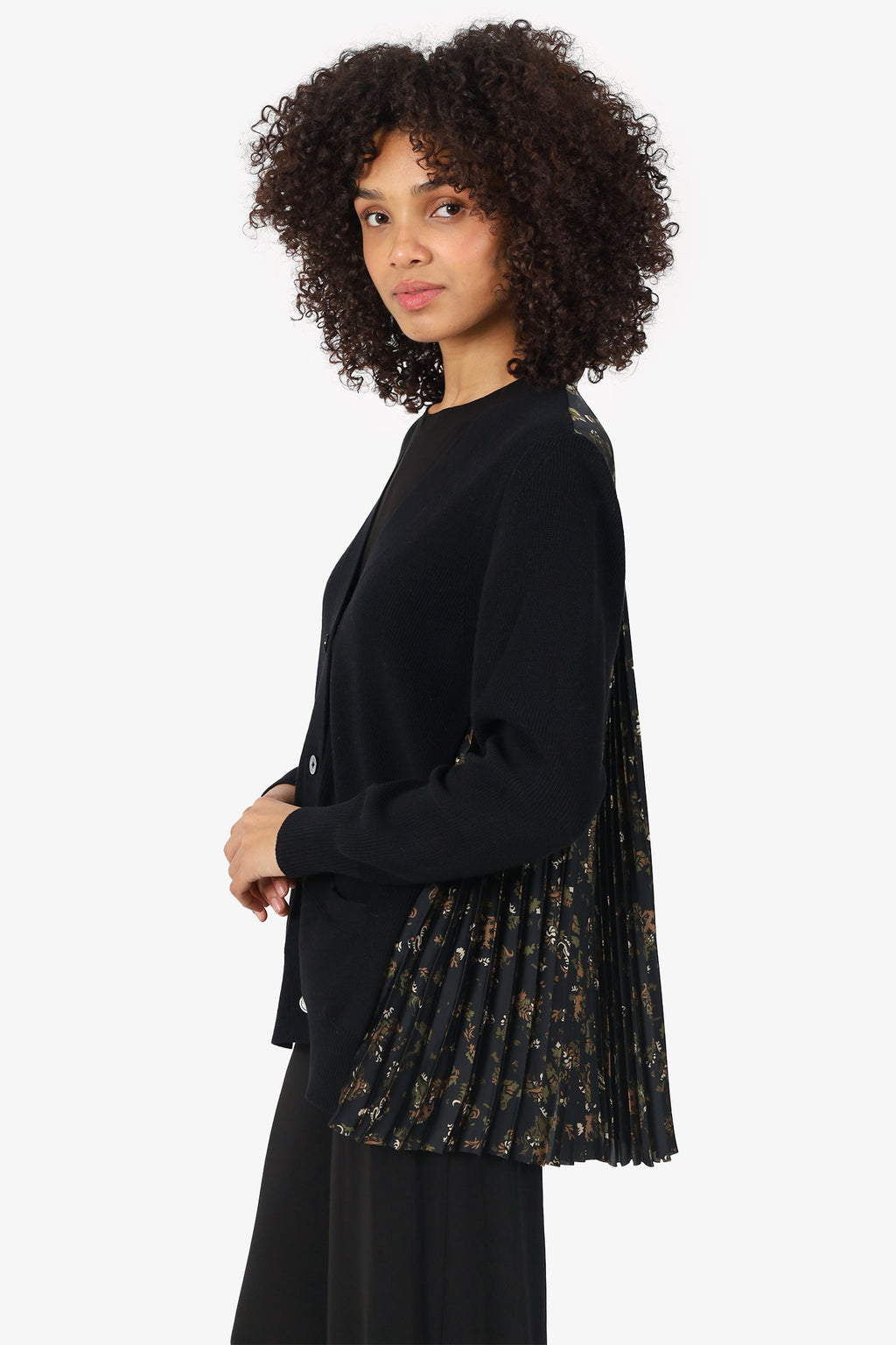 Sacai Black Cotton Pleated Knit igan Size 3