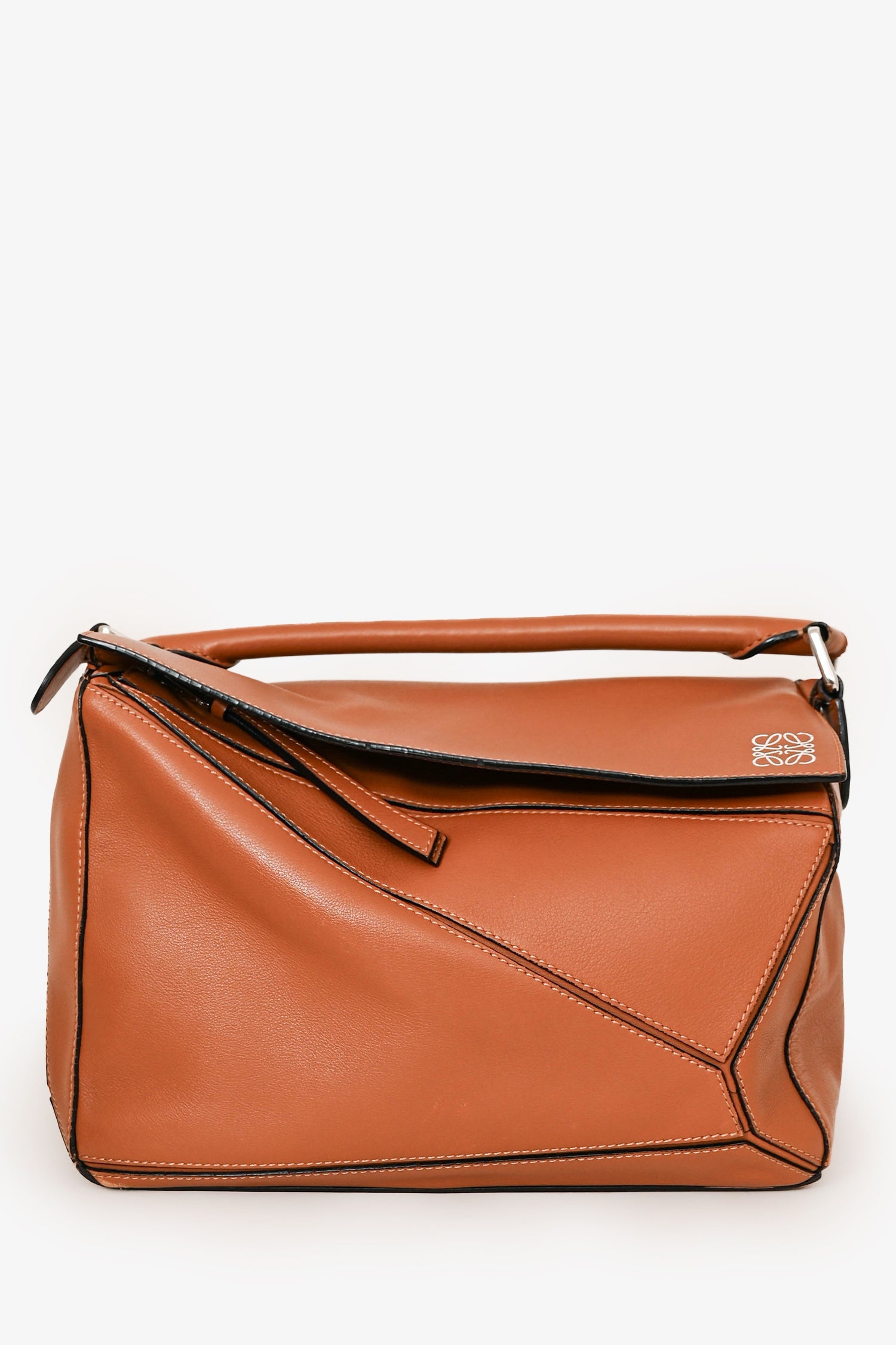 Loewe Brown Leather Small Puzzle Bag with Strap