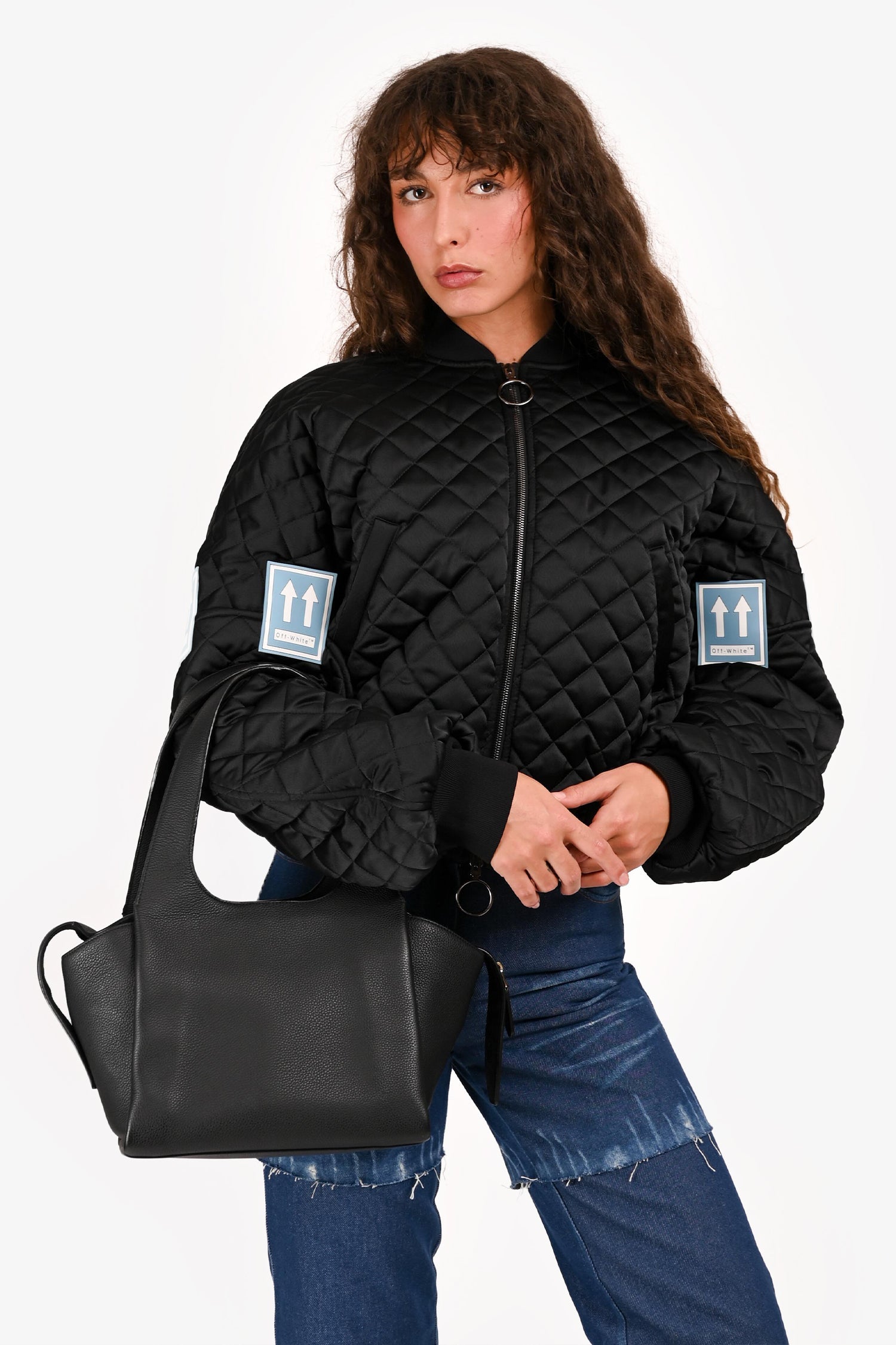 The Row Black Pebbled Calfskin TR1 Shoulder Bag