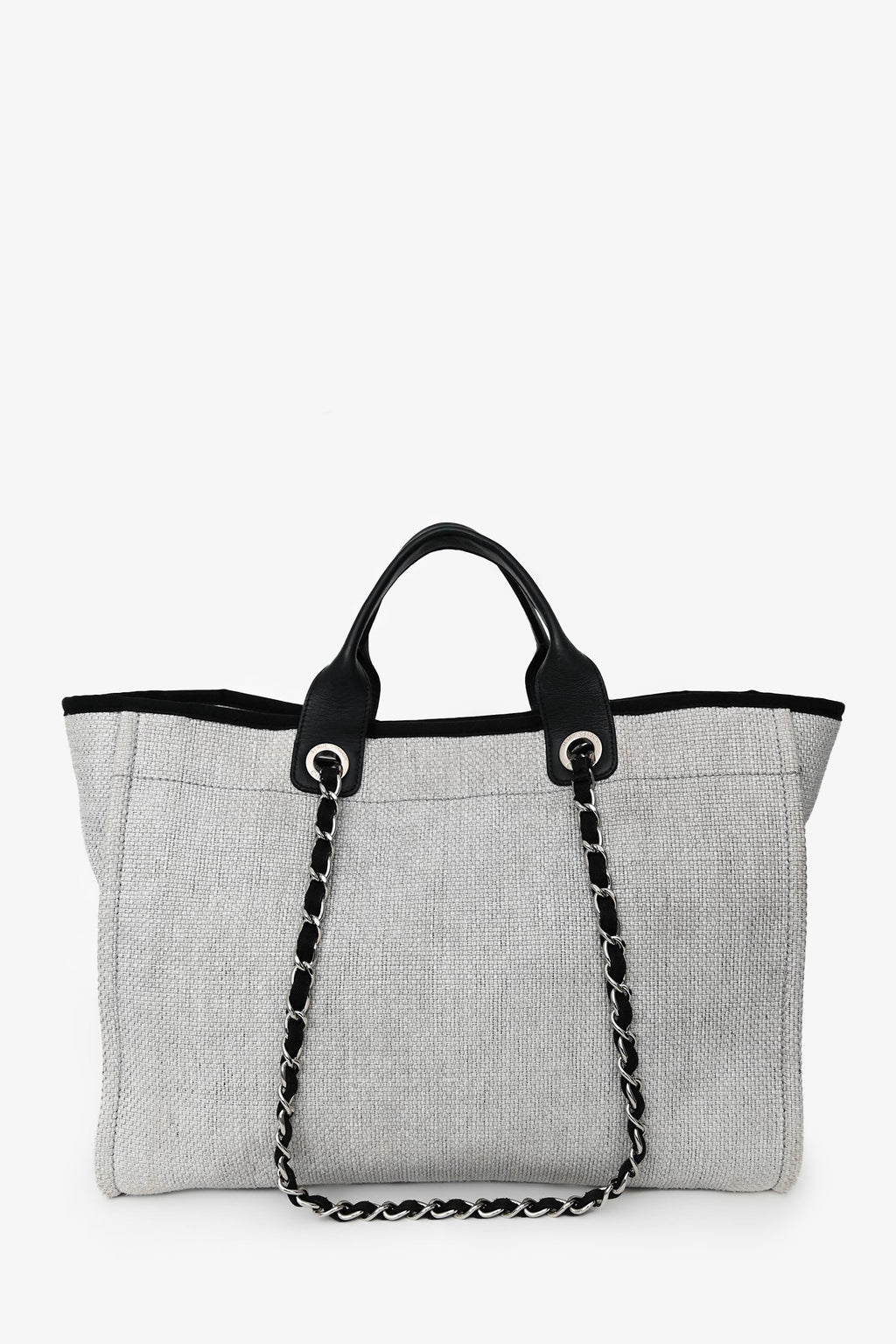 Pre-Loved Chanel™ Grey/Black Tweed/Leather 31 Rue Cambon Medium Deauville Tote Bag