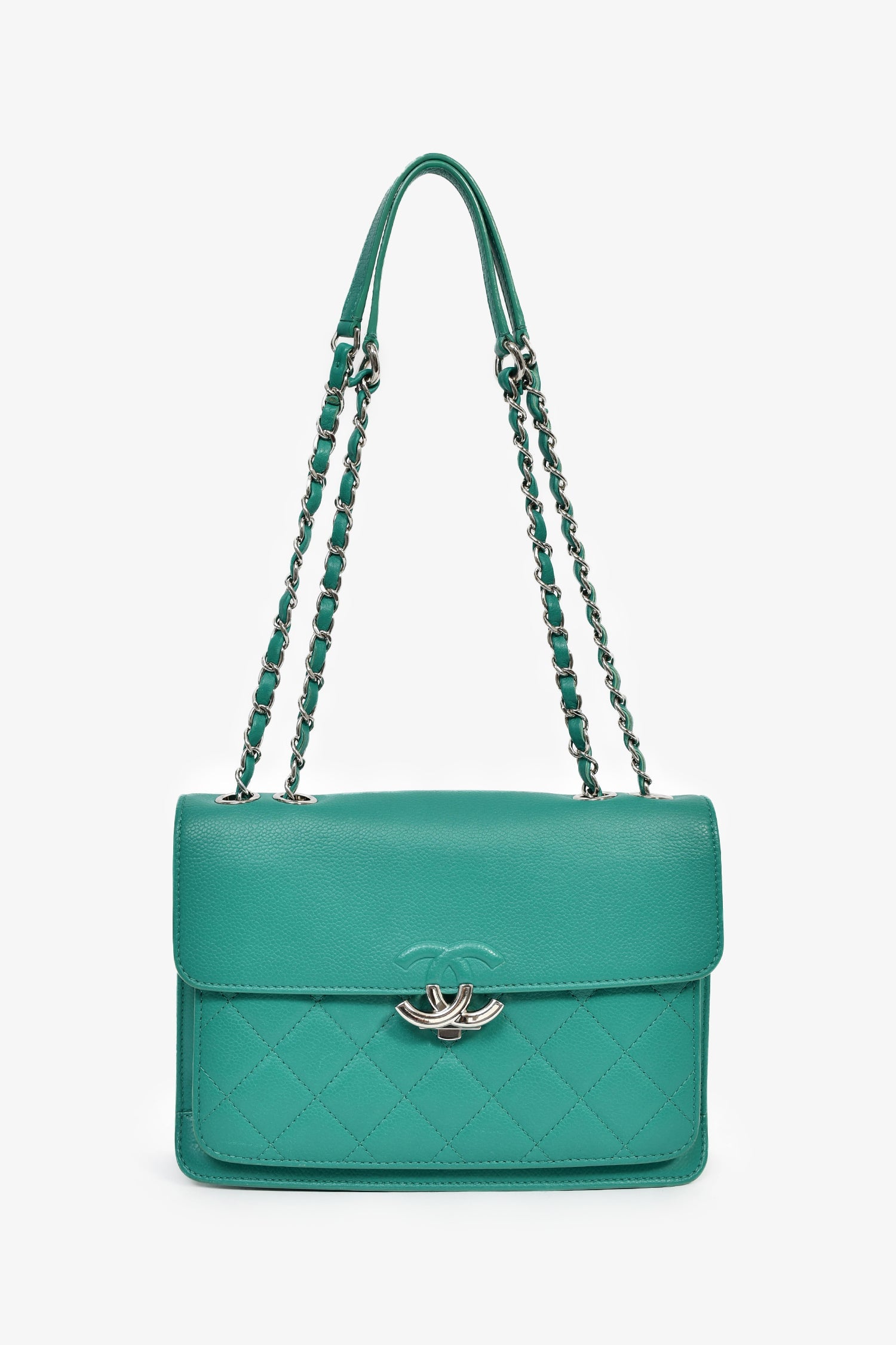 Pre-Loved Chanel™ 2017 Green Leather CC Urban Companion Flap Bag