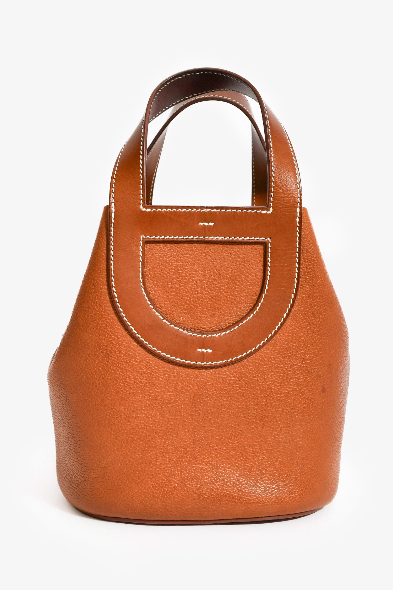 Hermès 2022 Gold Barenia Leather 'In-the-Loop' 18 Top Handle Bag