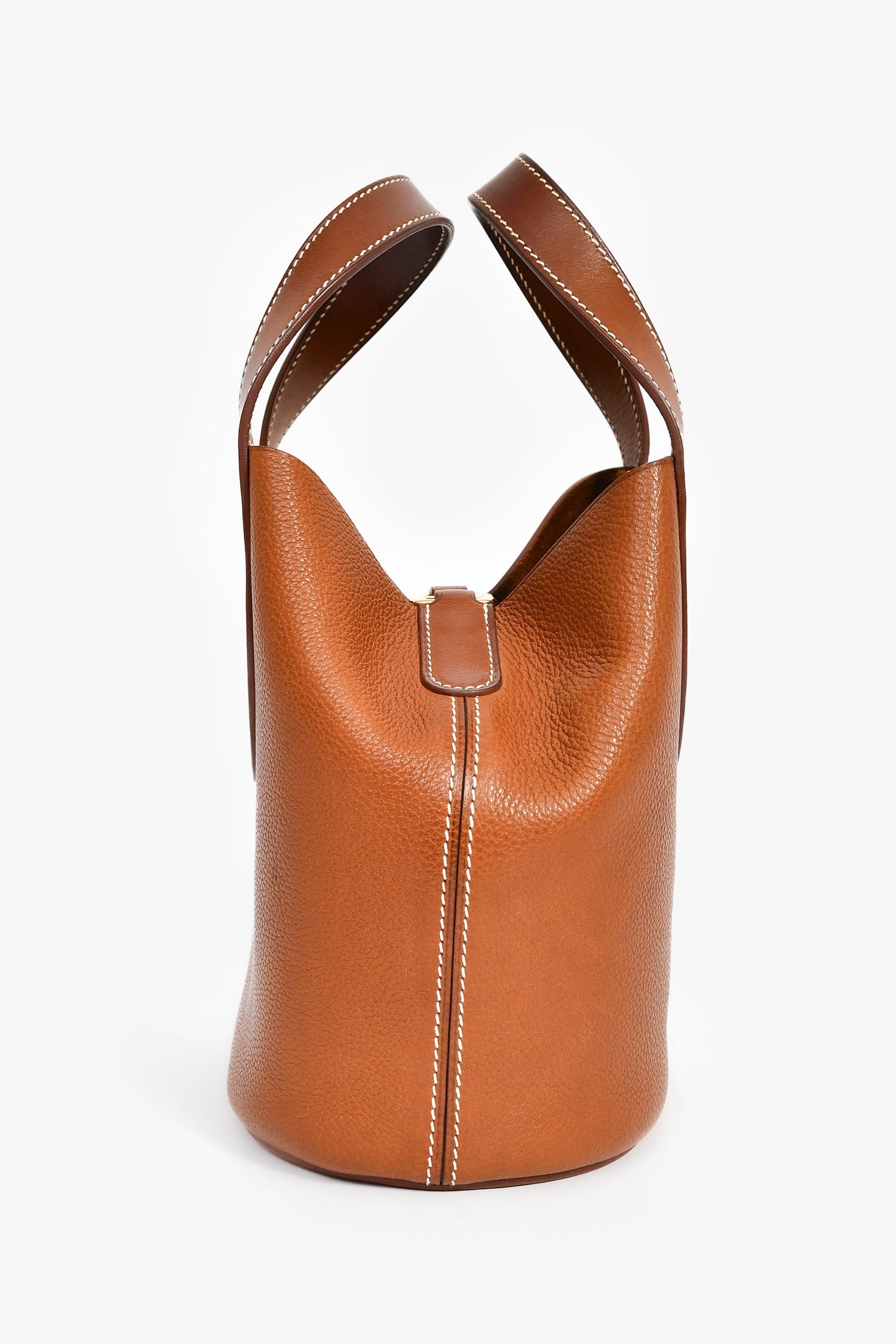 Hermès 2022 Gold Barenia Leather 'In-the-Loop' 18 Top Handle Bag