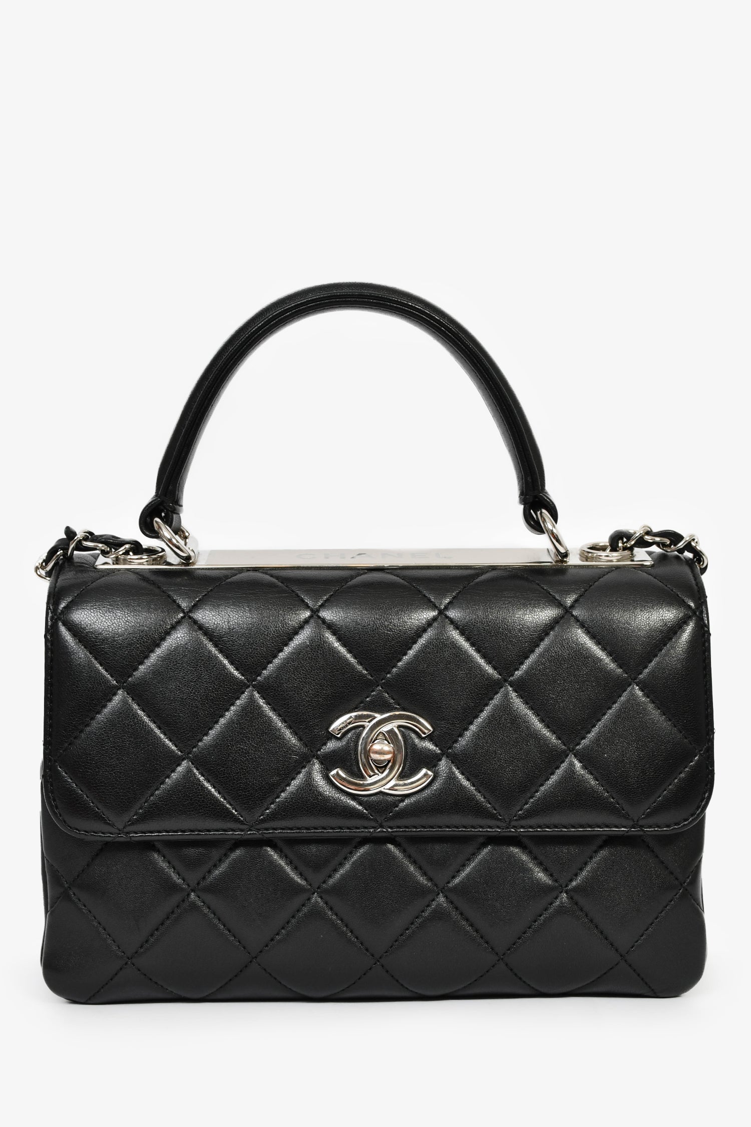 Pre-Loved Chanel™ 2017 Black Lambskin Leather Trendy Top Handle Bag