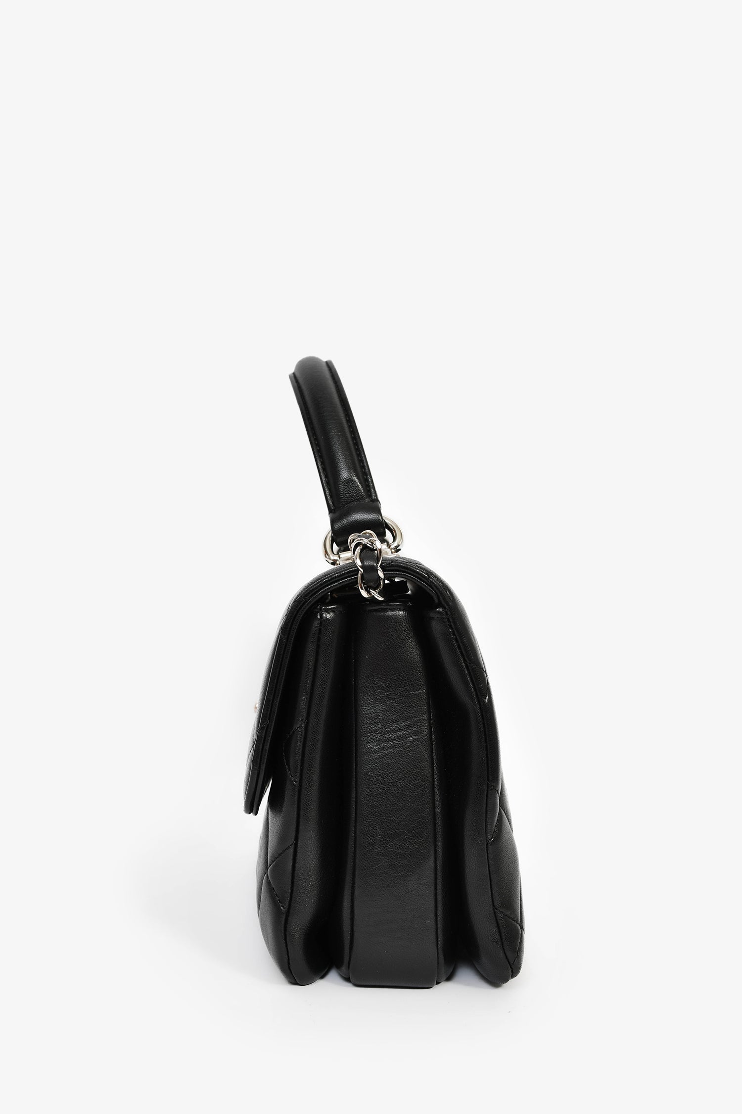 Pre-Loved Chanel™ 2017 Black Lambskin Leather Trendy Top Handle Bag