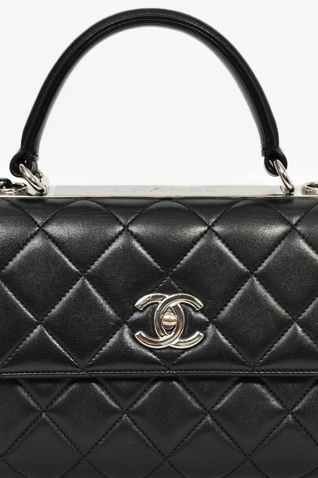Pre-Loved Chanel™ 2017 Black Lambskin Leather Trendy Top Handle Bag