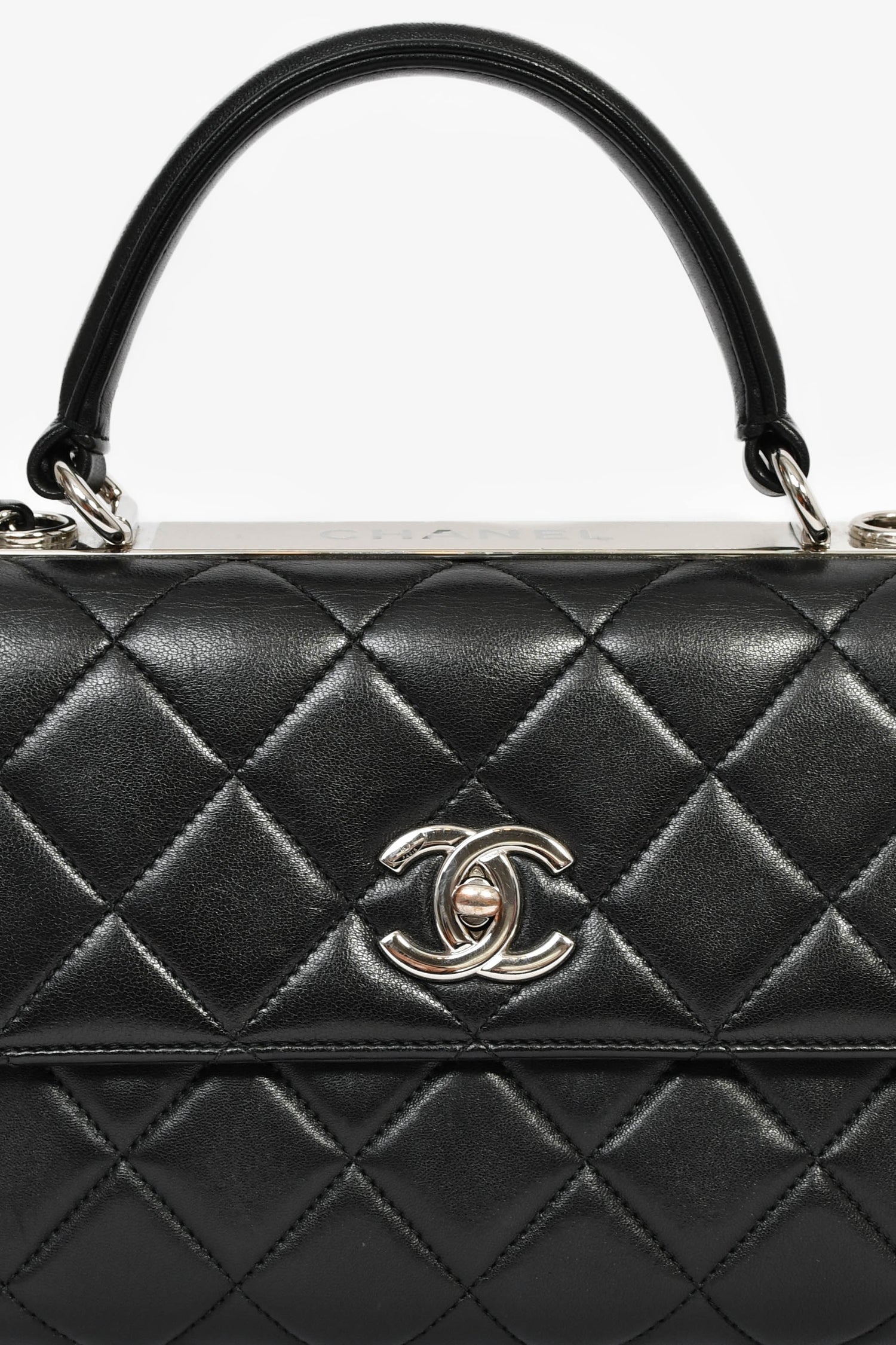 Pre-Loved Chanel™ 2017 Black Lambskin Leather Trendy Top Handle Bag