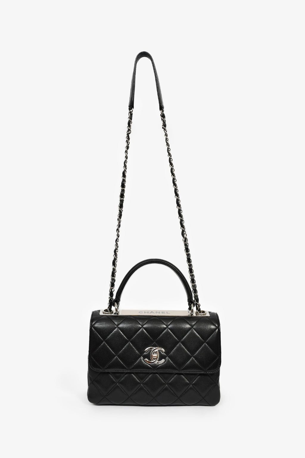 Pre-Loved Chanel™ 2017 Black Lambskin Leather Trendy Top Handle Bag