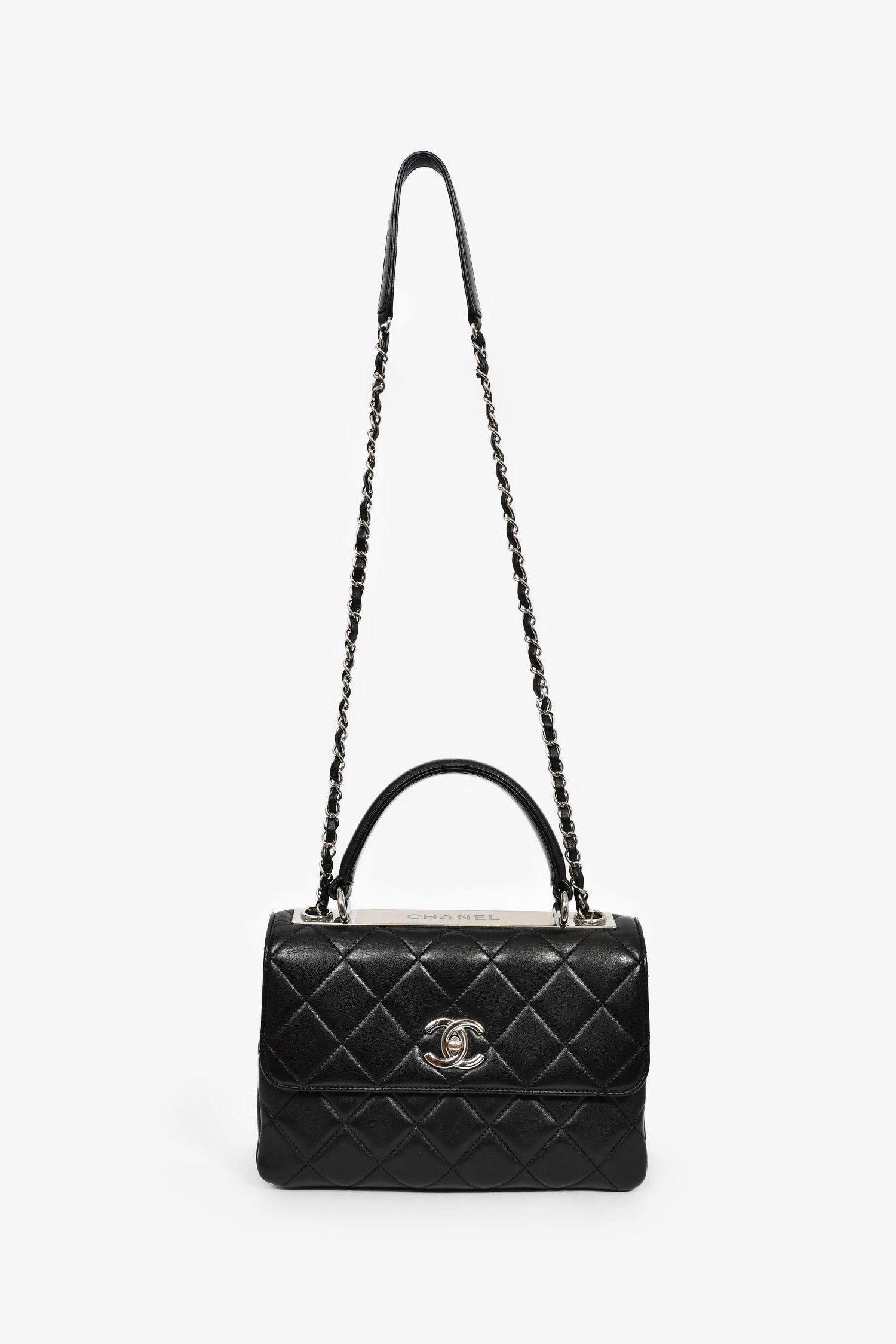 Pre-Loved Chanel™ 2017 Black Lambskin Leather Trendy Top Handle Bag