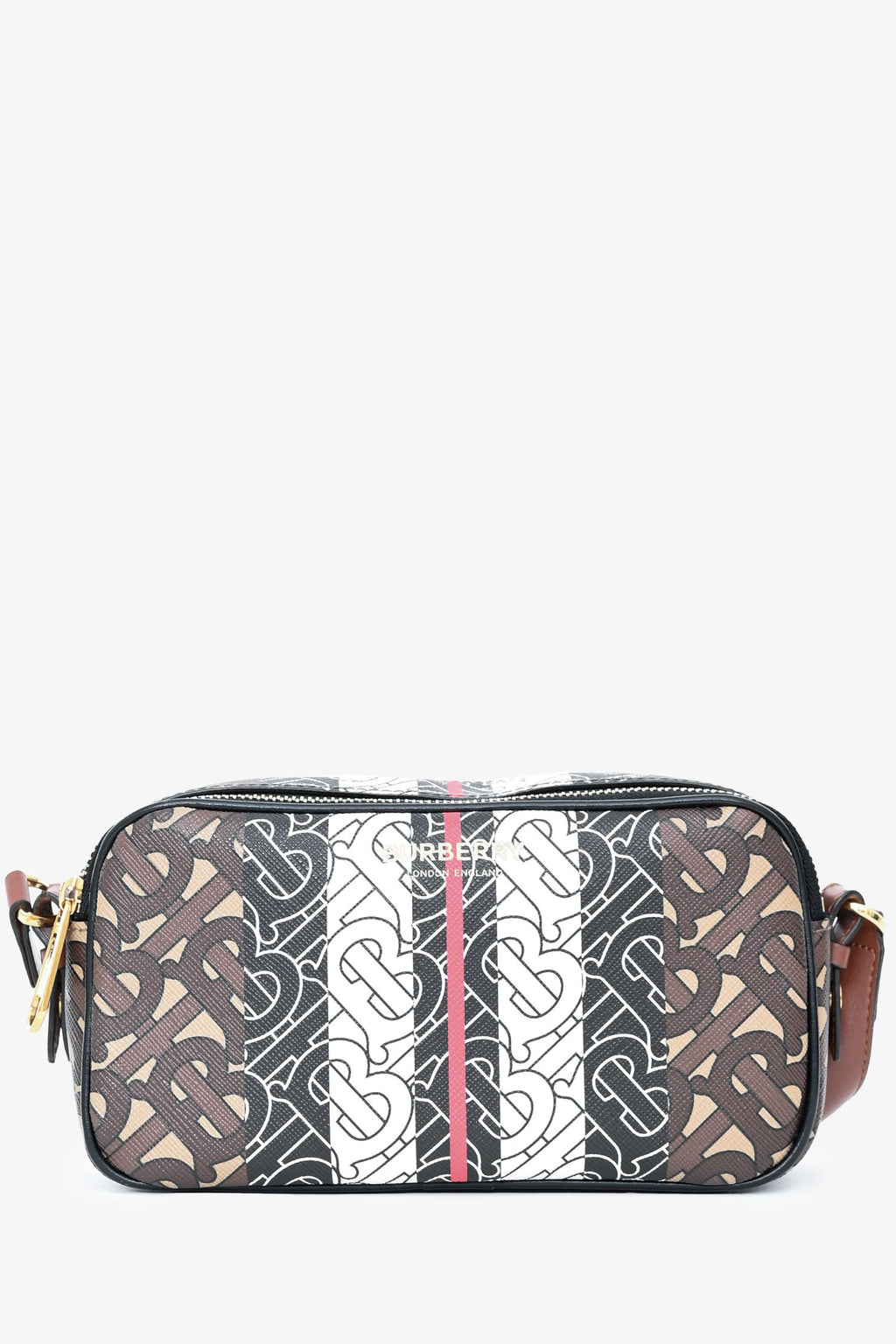 Burberry Brown Leather TB Monogram Camera Crossbody Bag