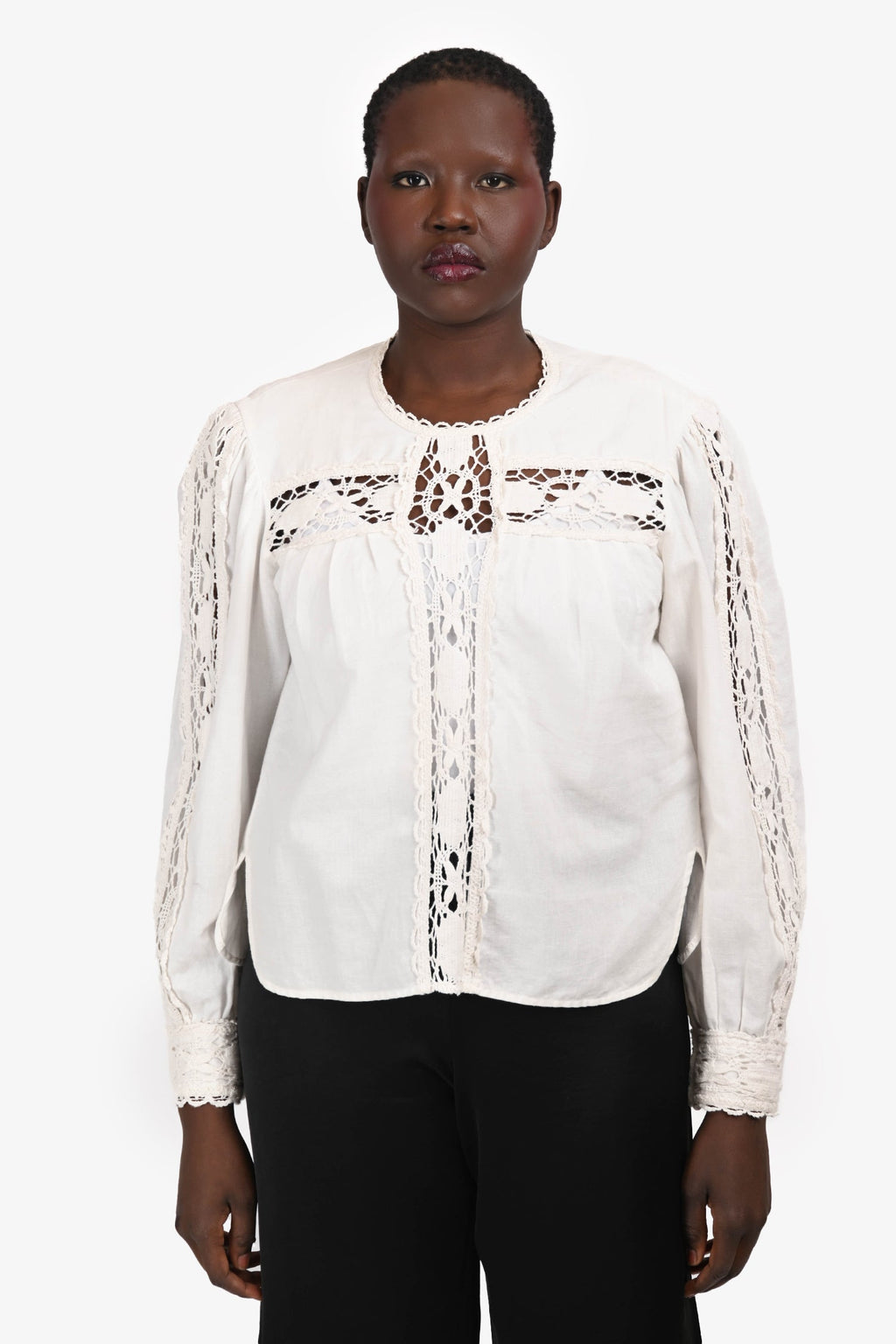 Isabel Marant Etoile White Cotton Crochet Top Size 44